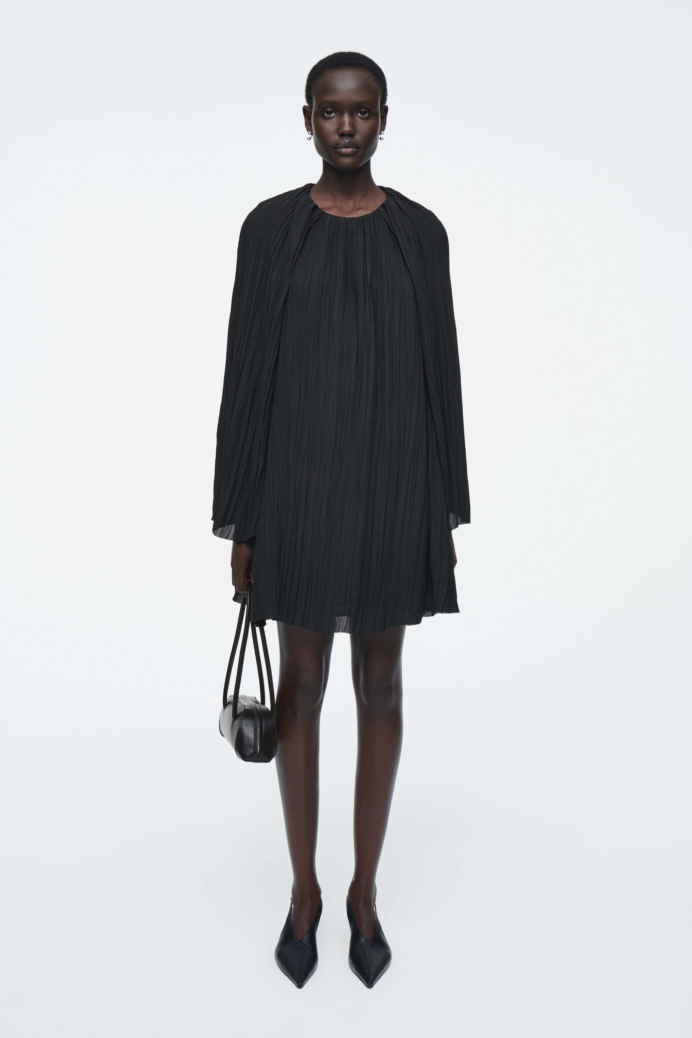 andmary Luna pleats mini dress black