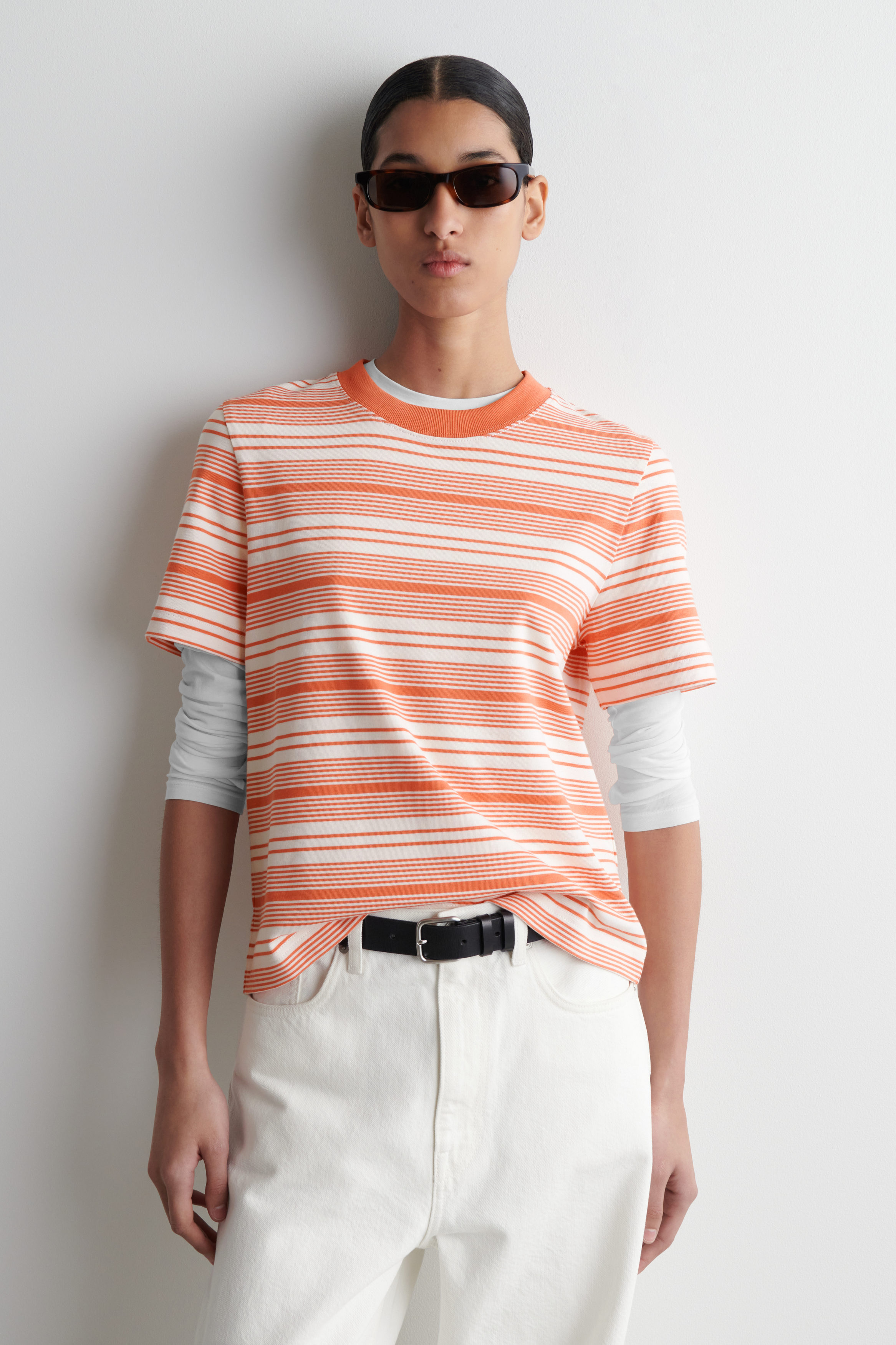 Tシャツ・カットソー No.1130 C stripe loose T (4color) CLEAN CUT REGULAR T-SHIRT - ORANGE / WHITE / STRIPED | COS