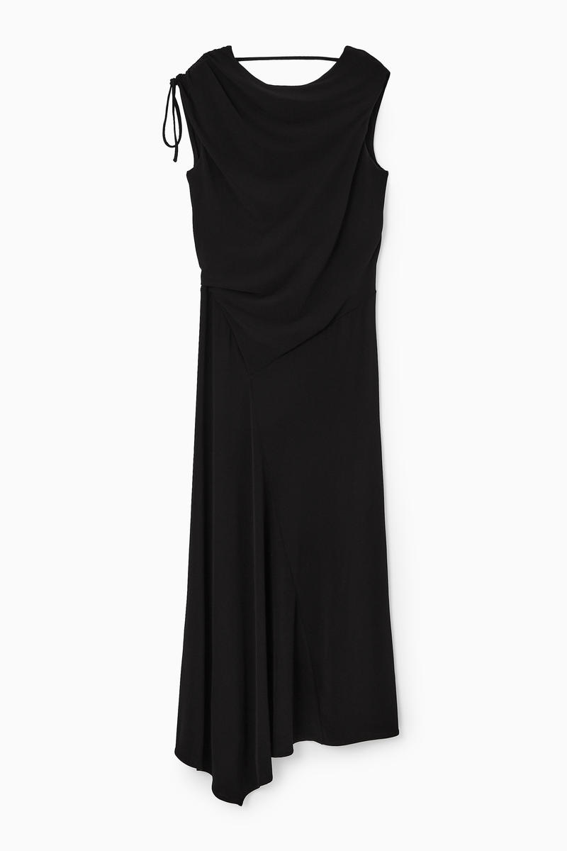 Asymmetric Cowl-Neck Maxi Dress