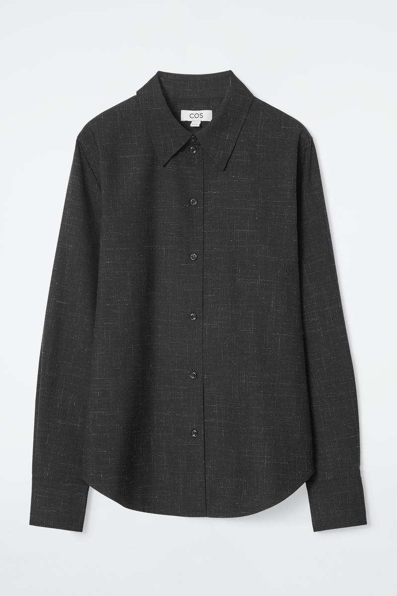 Regular Flecked-Wool Tailored Overshirt in Grey