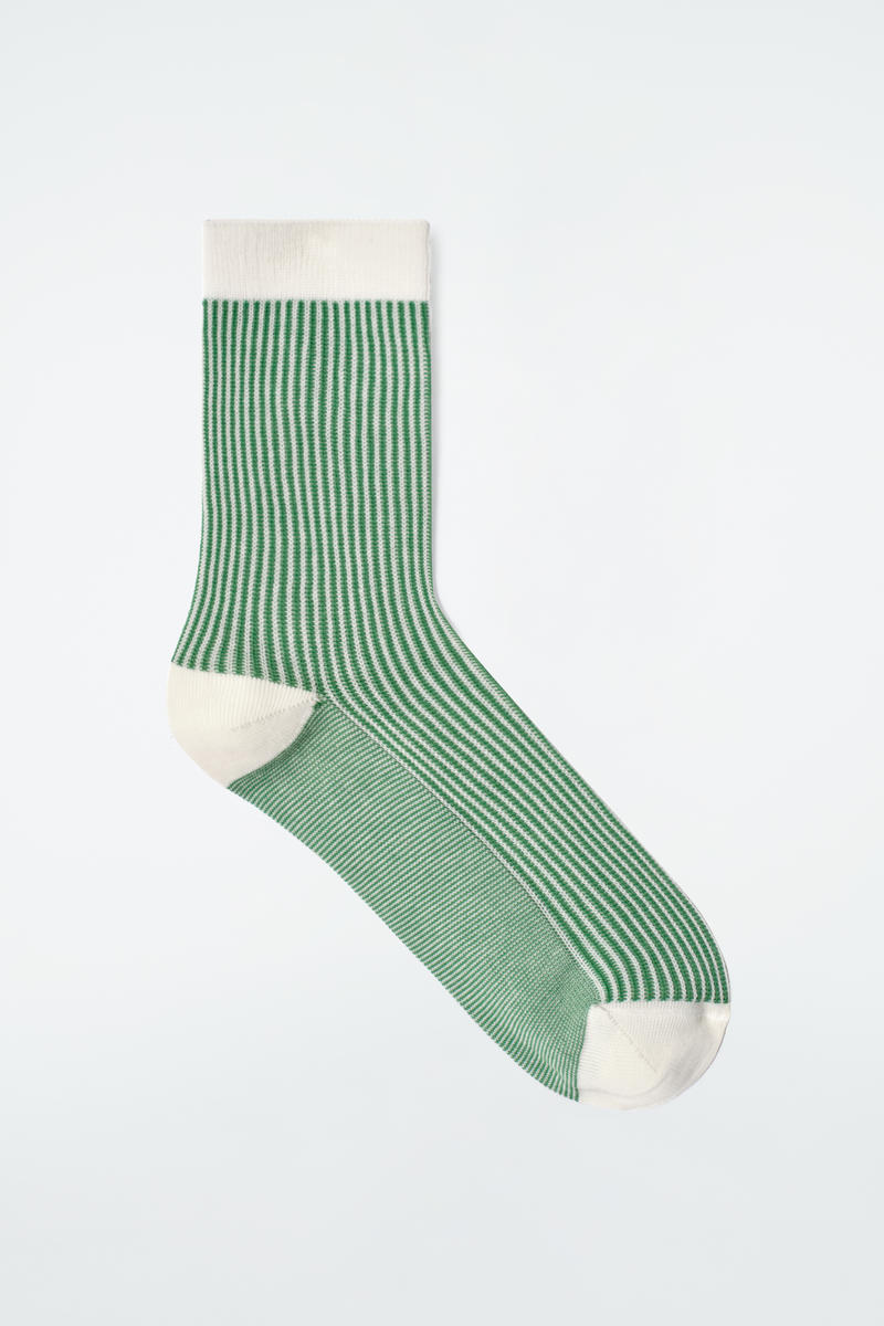 Striped Ribbed-Knit Socks