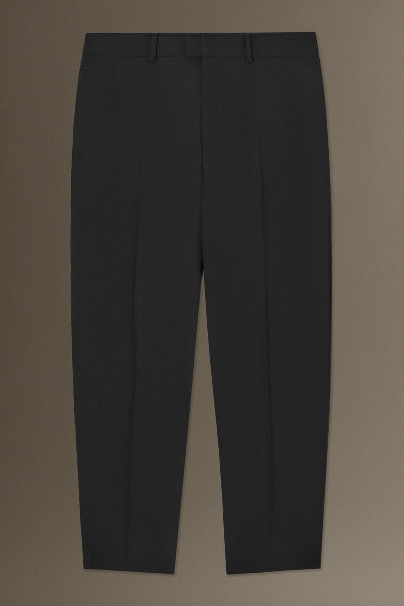 Regular Tailored Wool-Hopsack Straight-Leg Trousers