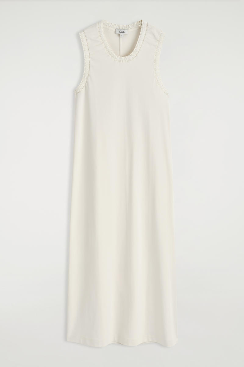 Cos Ruffled Cotton Midi Dress