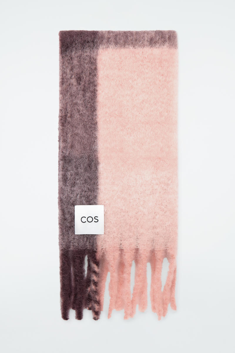 Shop Cos Fringed Brushed-mohair Scarf In Red