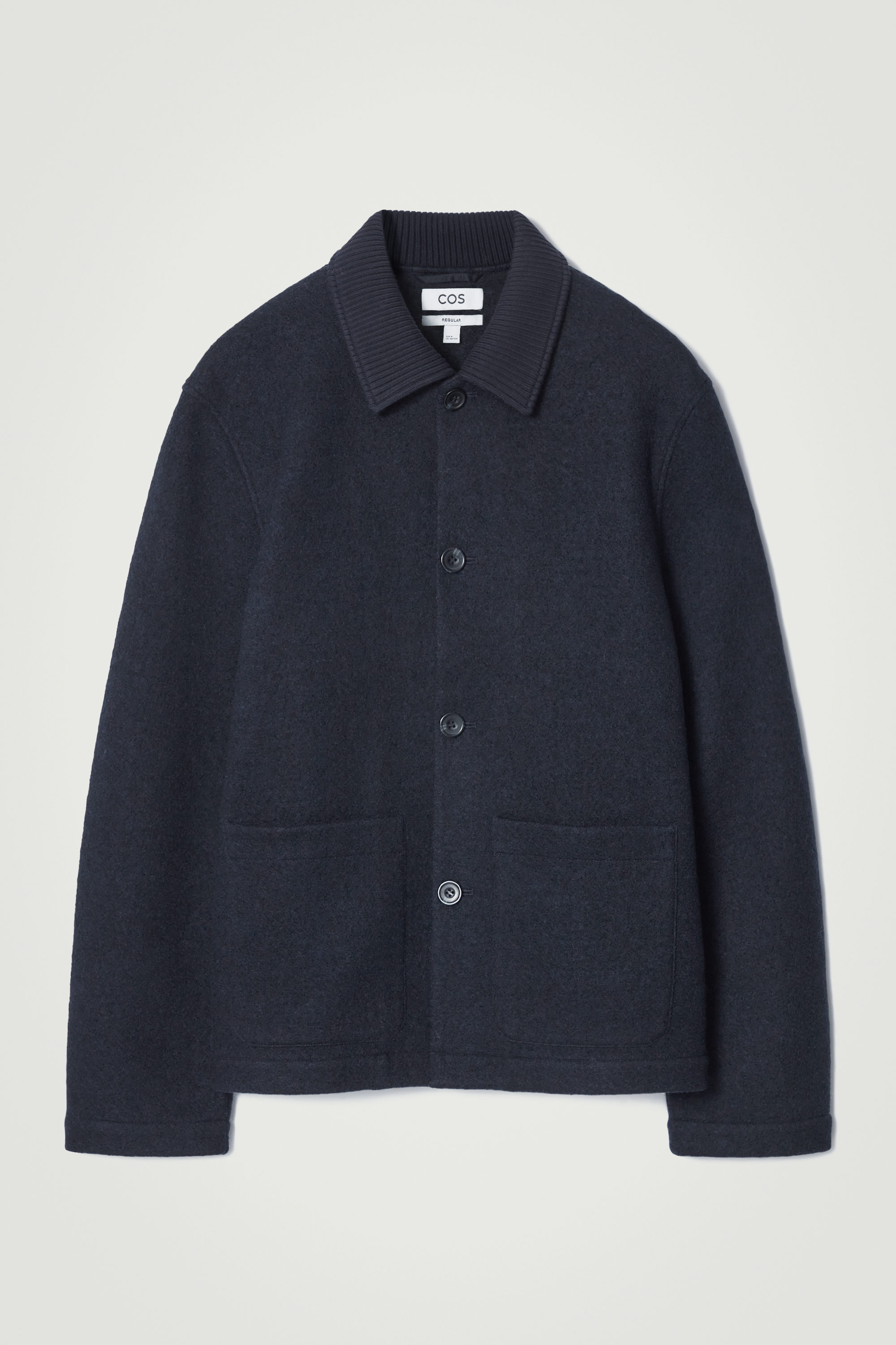 BOILED-WOOL CHORE JACKET - NAVY | COS
