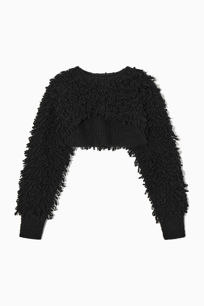 Cropped Loop-Knit Wool Hybrid Jumper