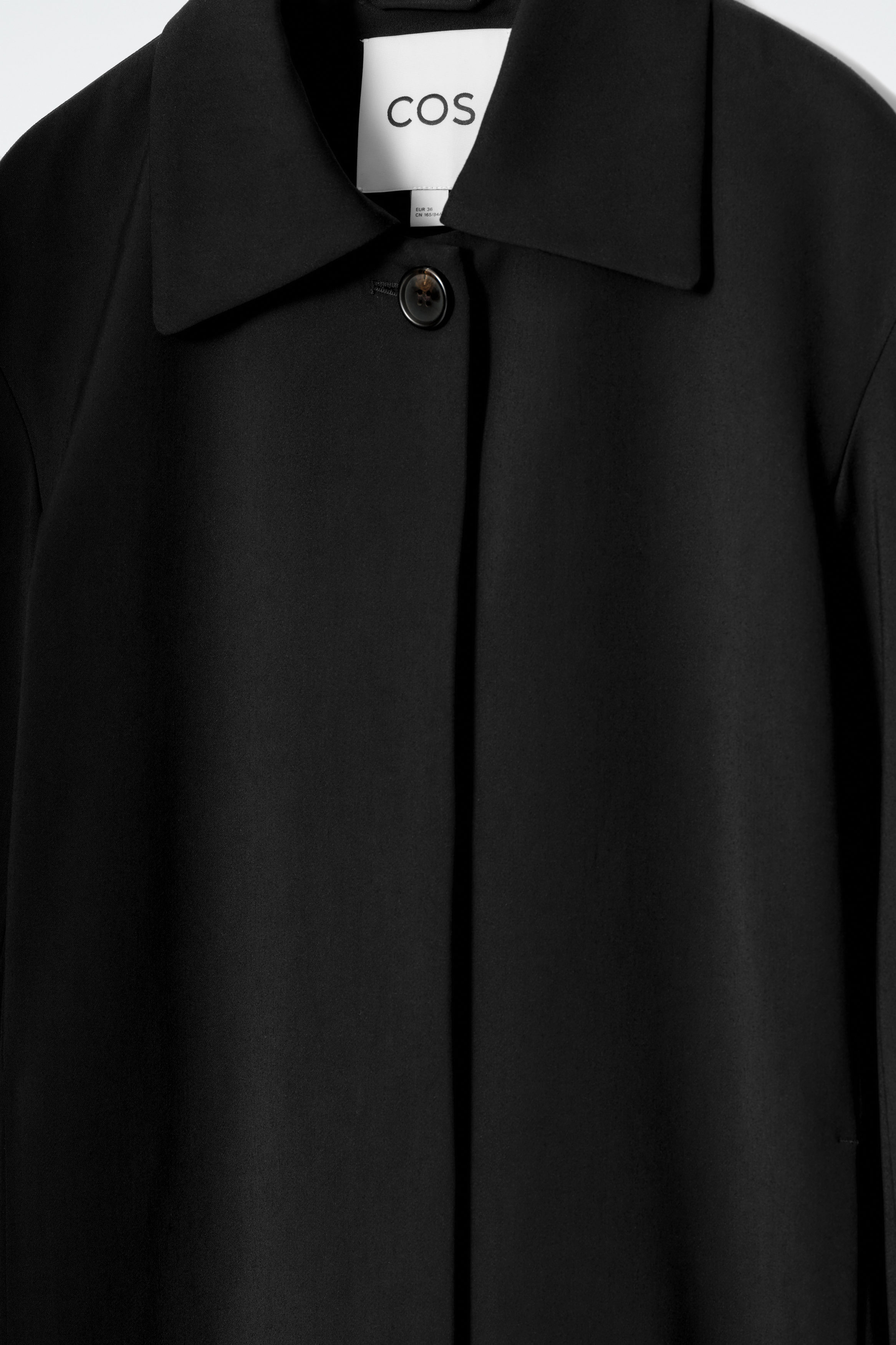 SINGLE-BREASTED CAR COAT - BLACK
