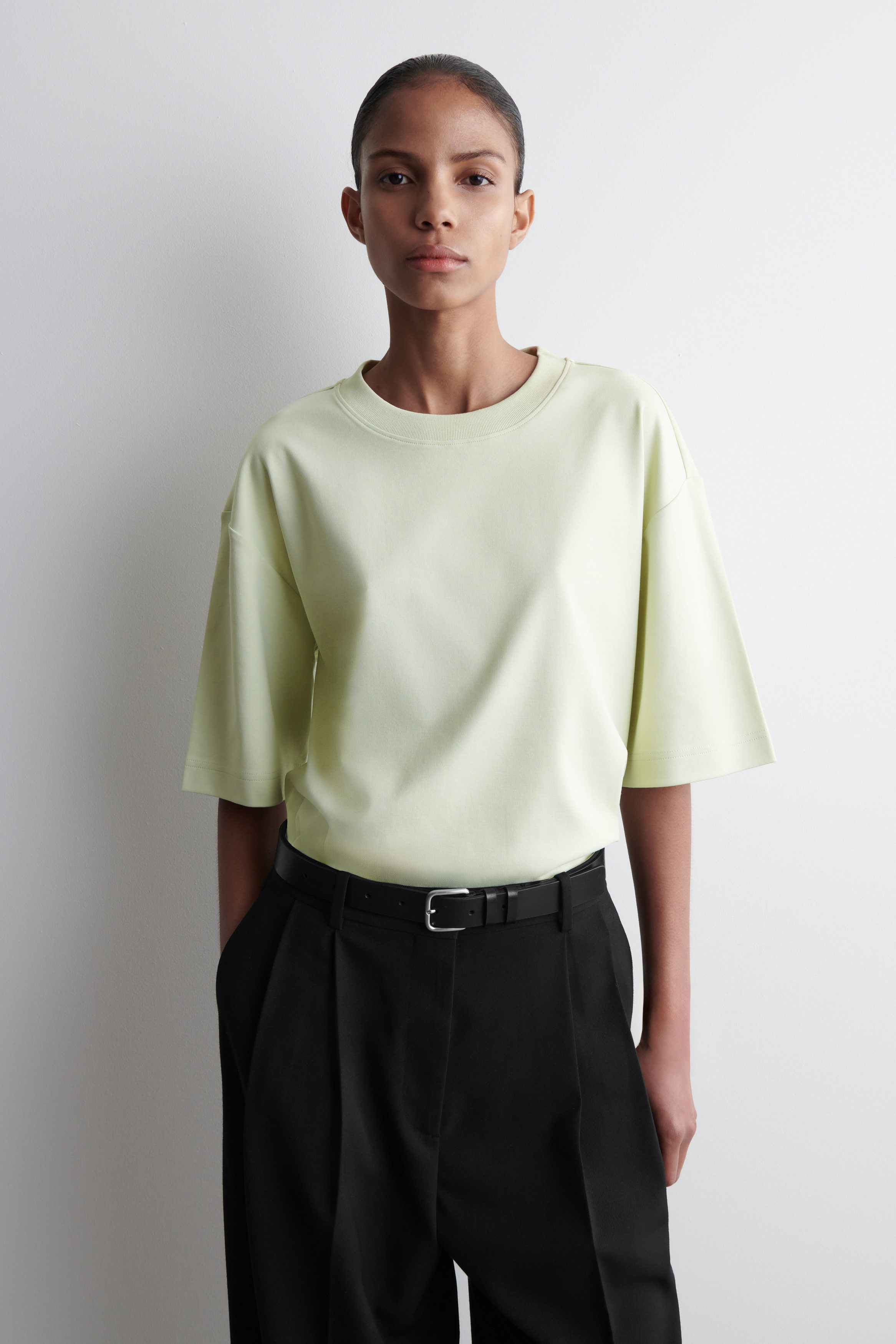 OVERSIZED COTTON T-SHIRT - LIGHT GREEN | COS
