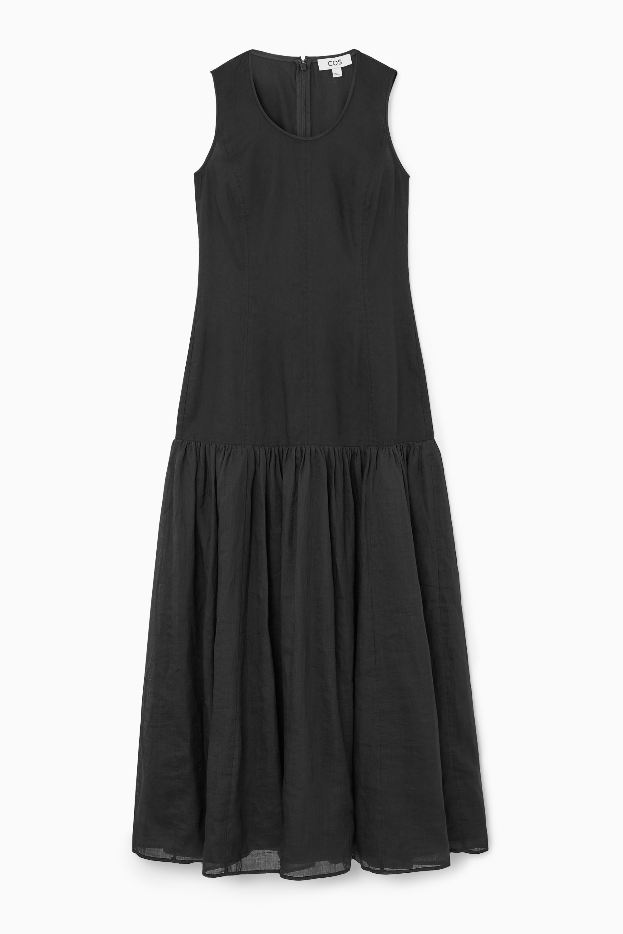 DROPPED-WAIST MAXI DRESS - BLACK