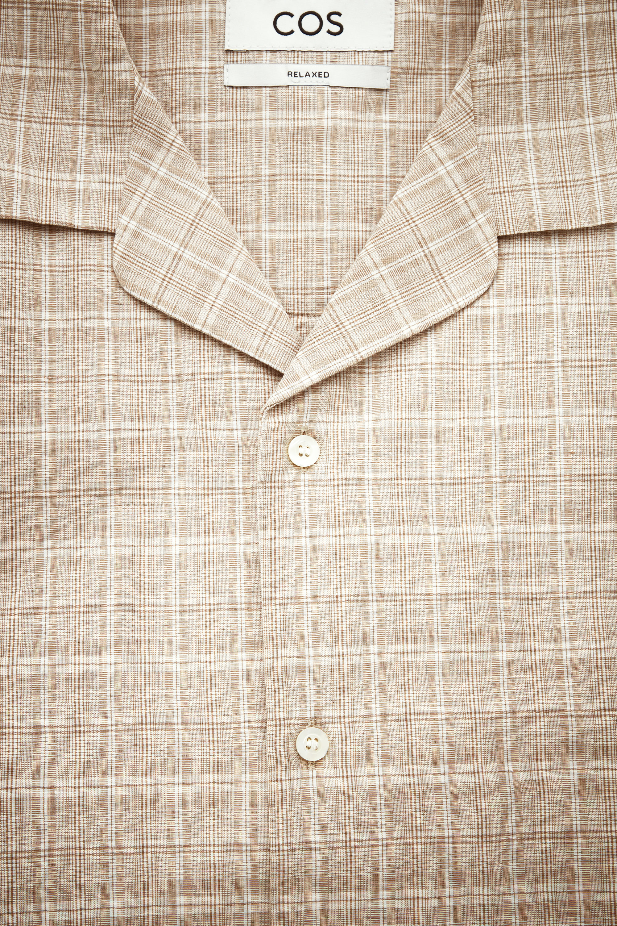 RELAXED-FIT CAMP-COLLAR SHIRT - BEIGE | COS