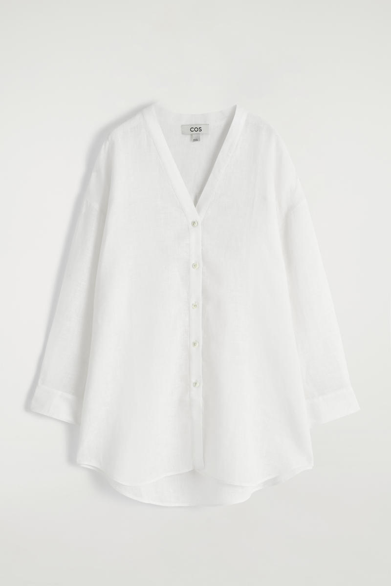 Cos Oversized Linen V-neck Shirt