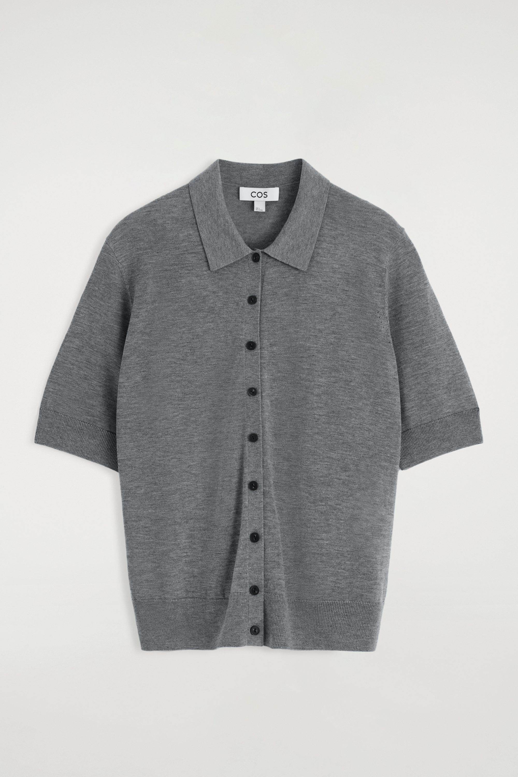 【COOR】 MERINO WOOL POLO CARDIGAN/追跡付 MERINO WOOL-BLEND POLO CARDIGAN - GRAY MÉLANGE | COS