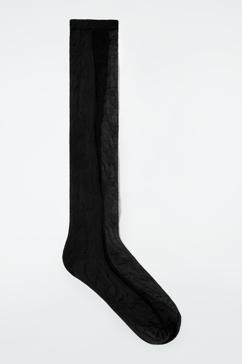 Sheer-Panel Knee-High Socks