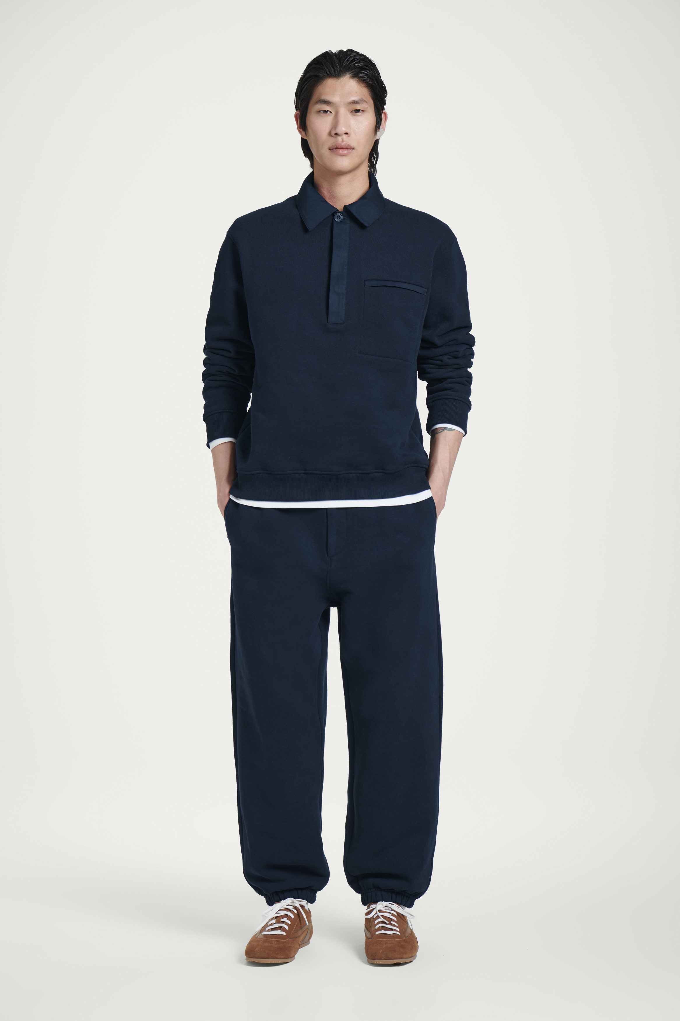 CONTRASTTRIM STRAIGHTLEG JERSEY JOGGERS
