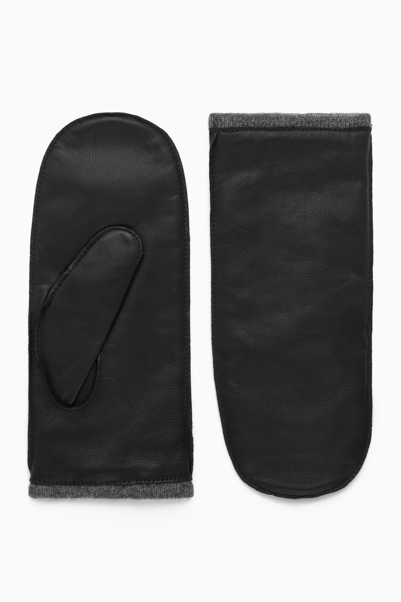 Cashmere-Lined Leather Mittens