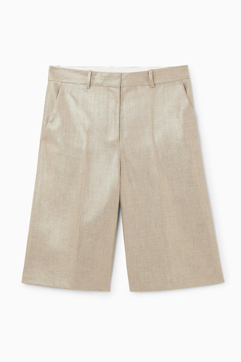 Metallic Hopsack Bermuda Shorts