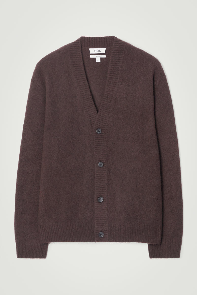 Brushed-Wool V-Neck Cardigan