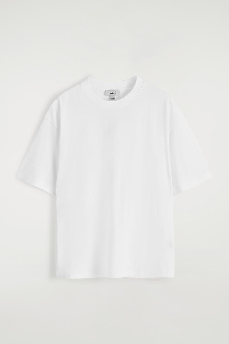 Cos Relaxed Lightweight Cotton Tshirt In Bianco