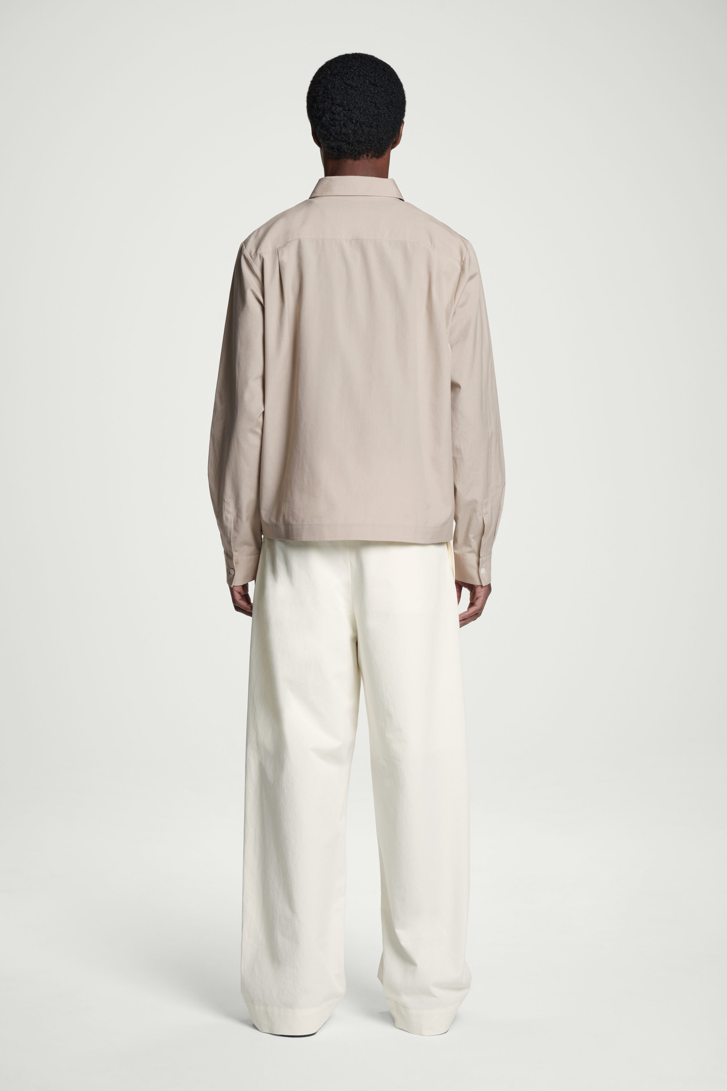 ZIPPED TWILL SHIRT - BEIGE ZIPPED TWILL SHIRT - BEIGE