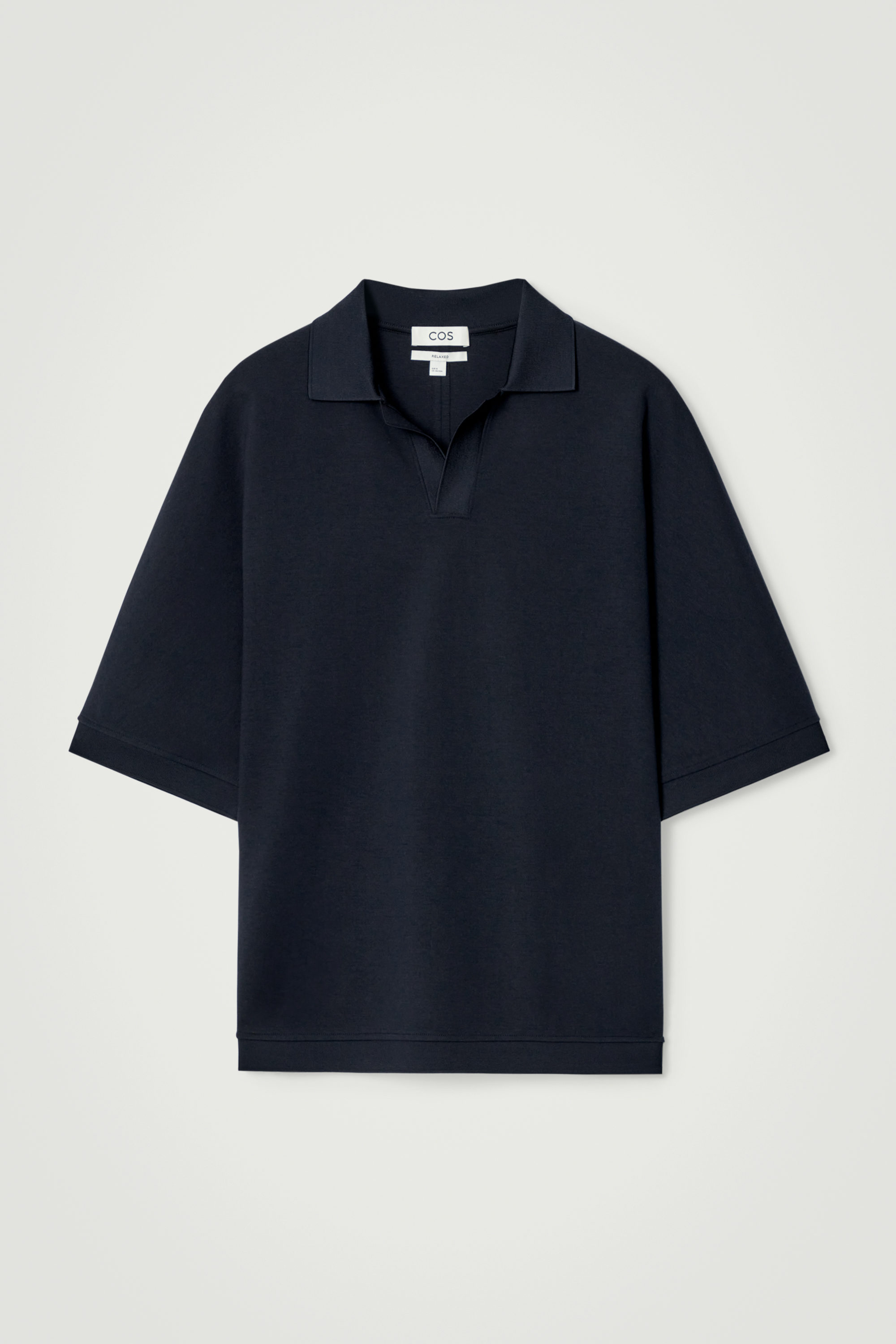Open Collar Mercerized Jersey Polo Shirt - WHITE | COS