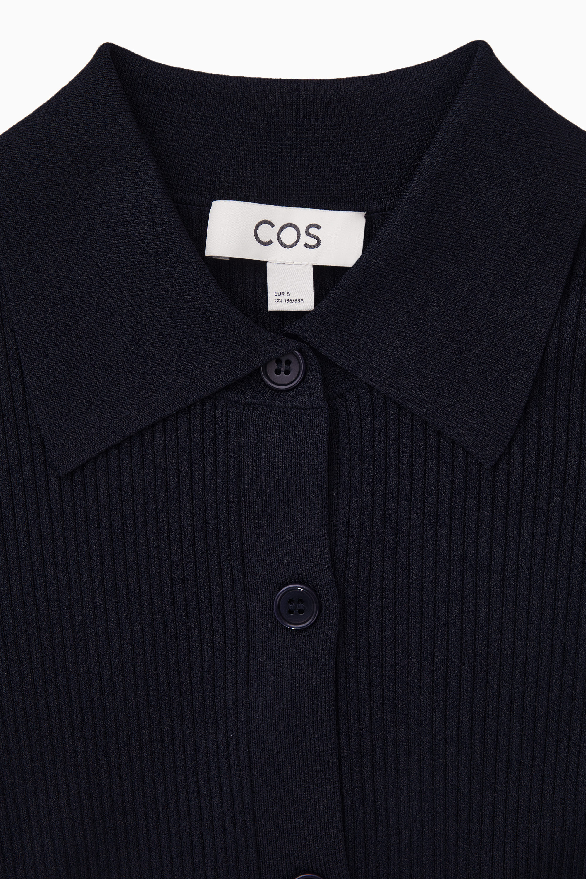 RIBBED-KNIT MIDI SHIRT DRESS - NAVY | COS