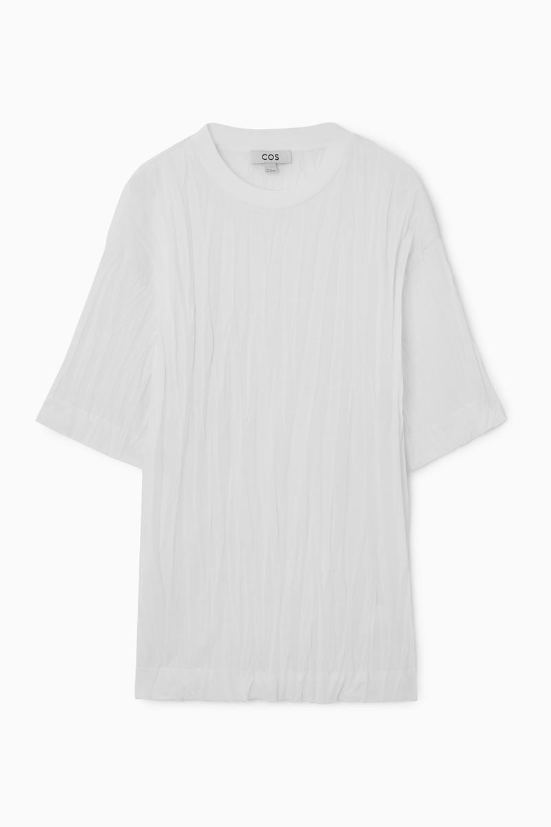 Shop Cos Oversized Crinkled Jersey T-shirt In Weiss