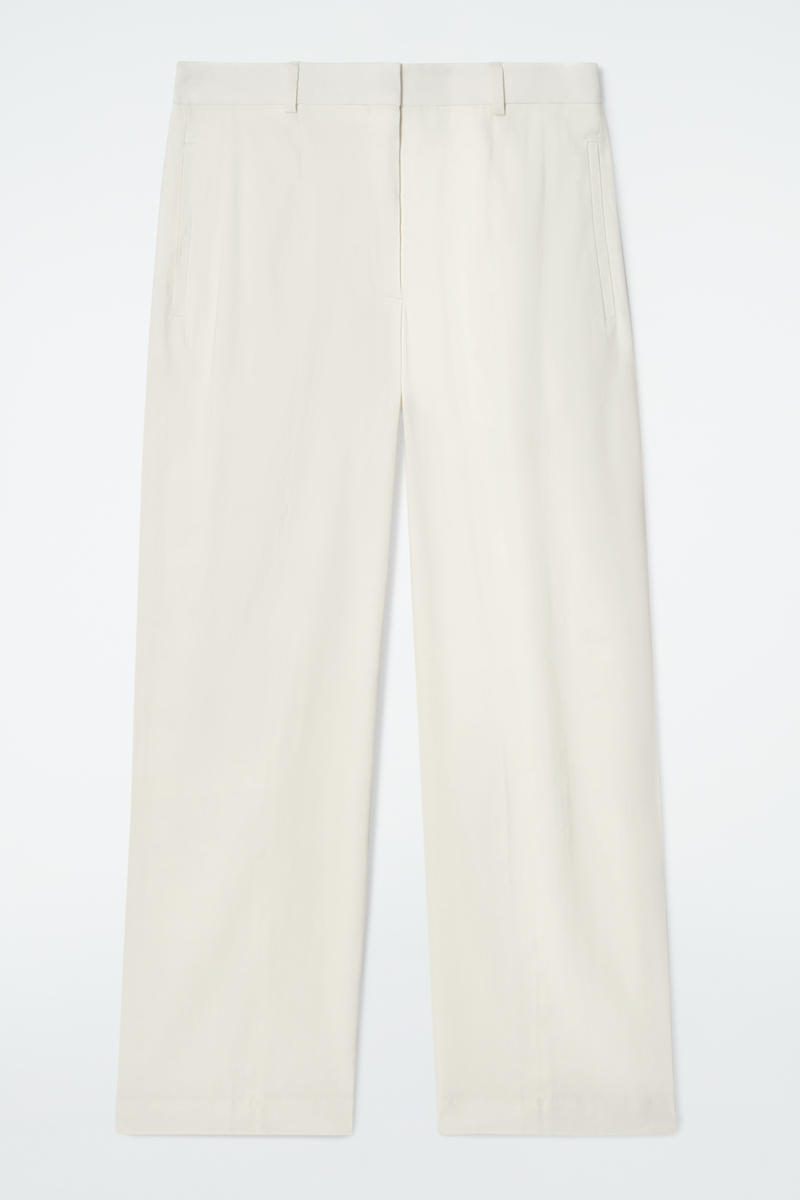Tailored Linen Trousers in Beige
