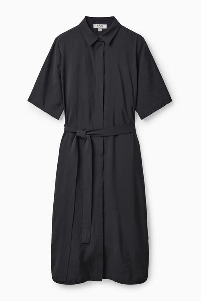 Belted midi shirt dress - DARK NAVY - women | COS AU