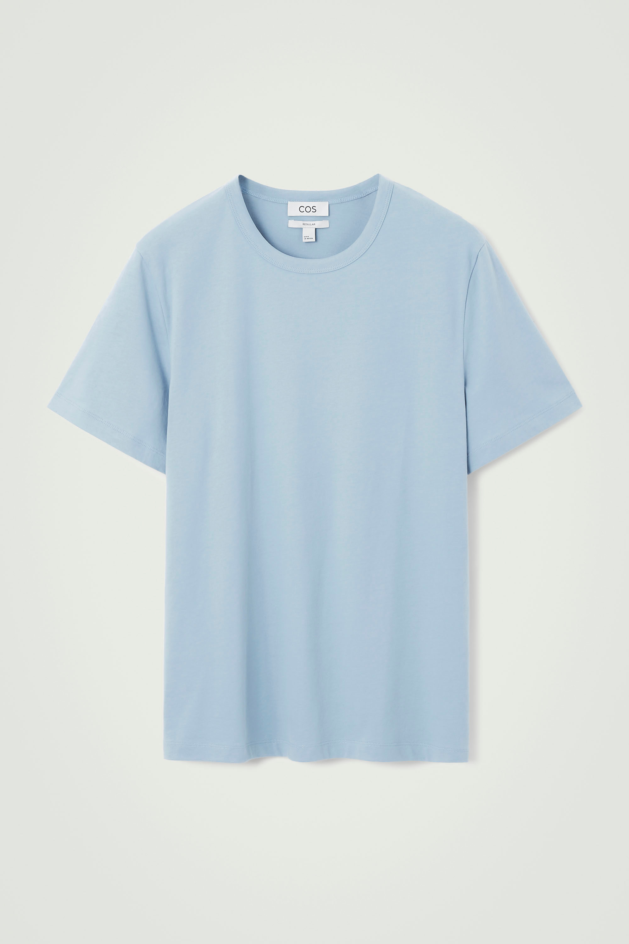 REGULAR BRUSHED-COTTON T-SHIRT - LIGHT BLUE | COS