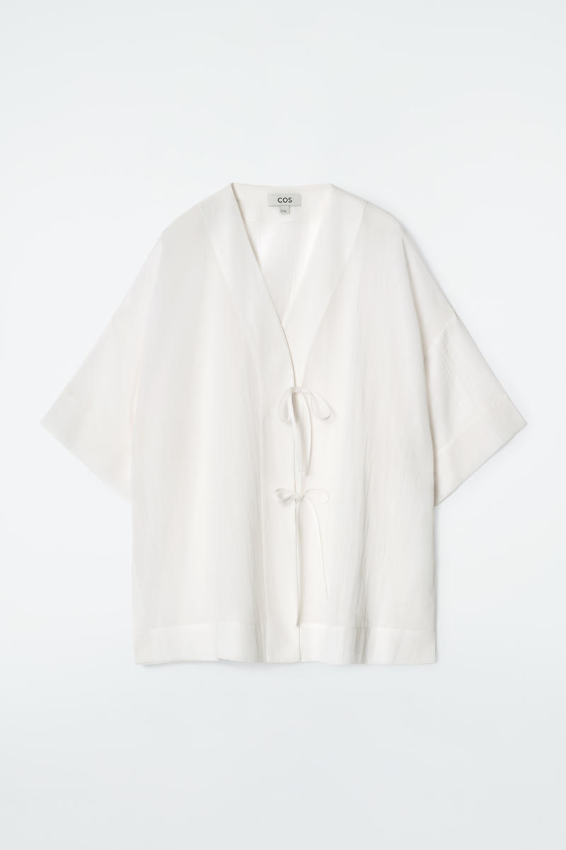 Crinkled Tie-Front Beach Shirt