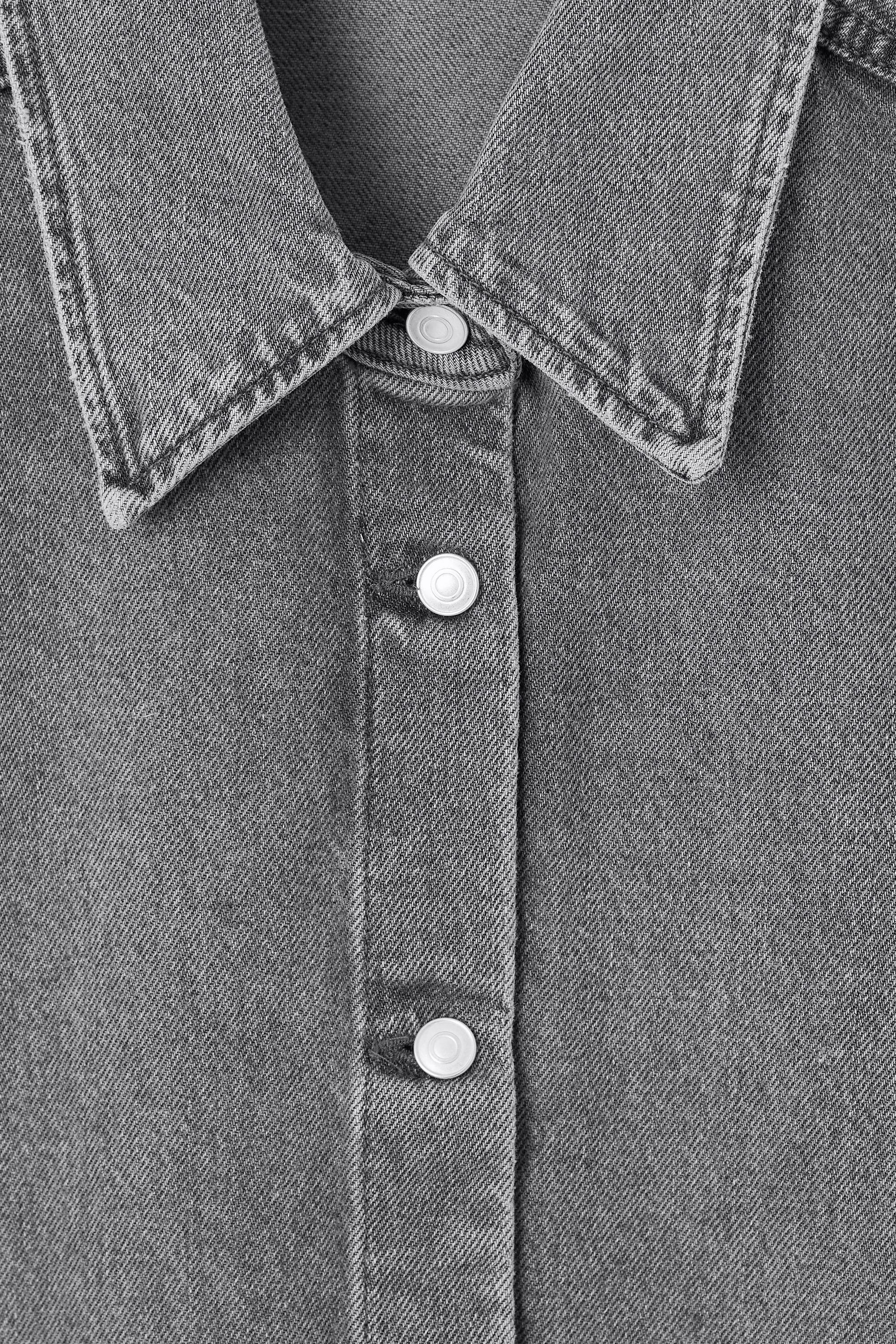RELAXED SHORT-SLEEVED DENIM SHIRT - WASHED GREY