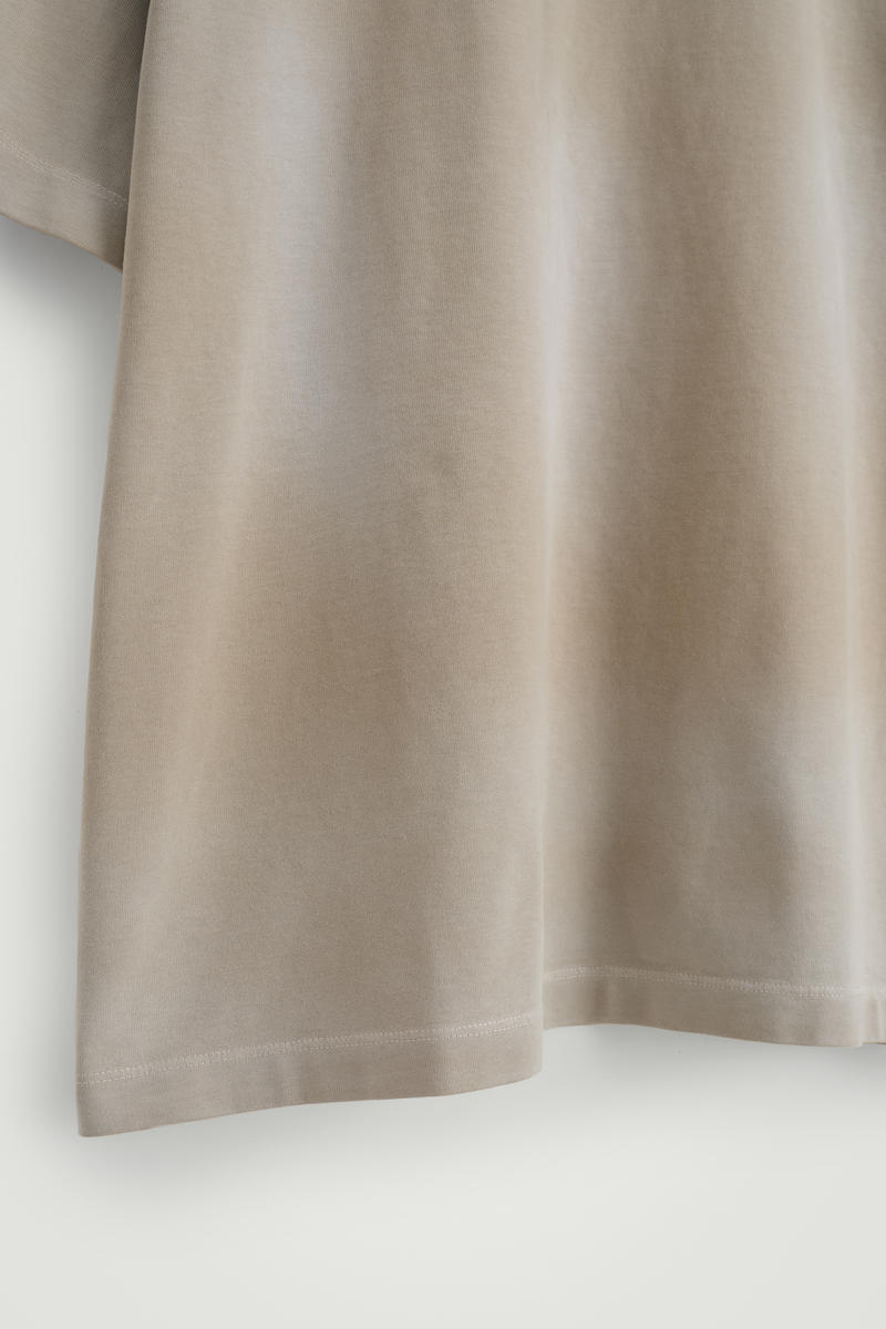 Cos Oversized Washed-jersey Mock-neck T-shirt In Beige
