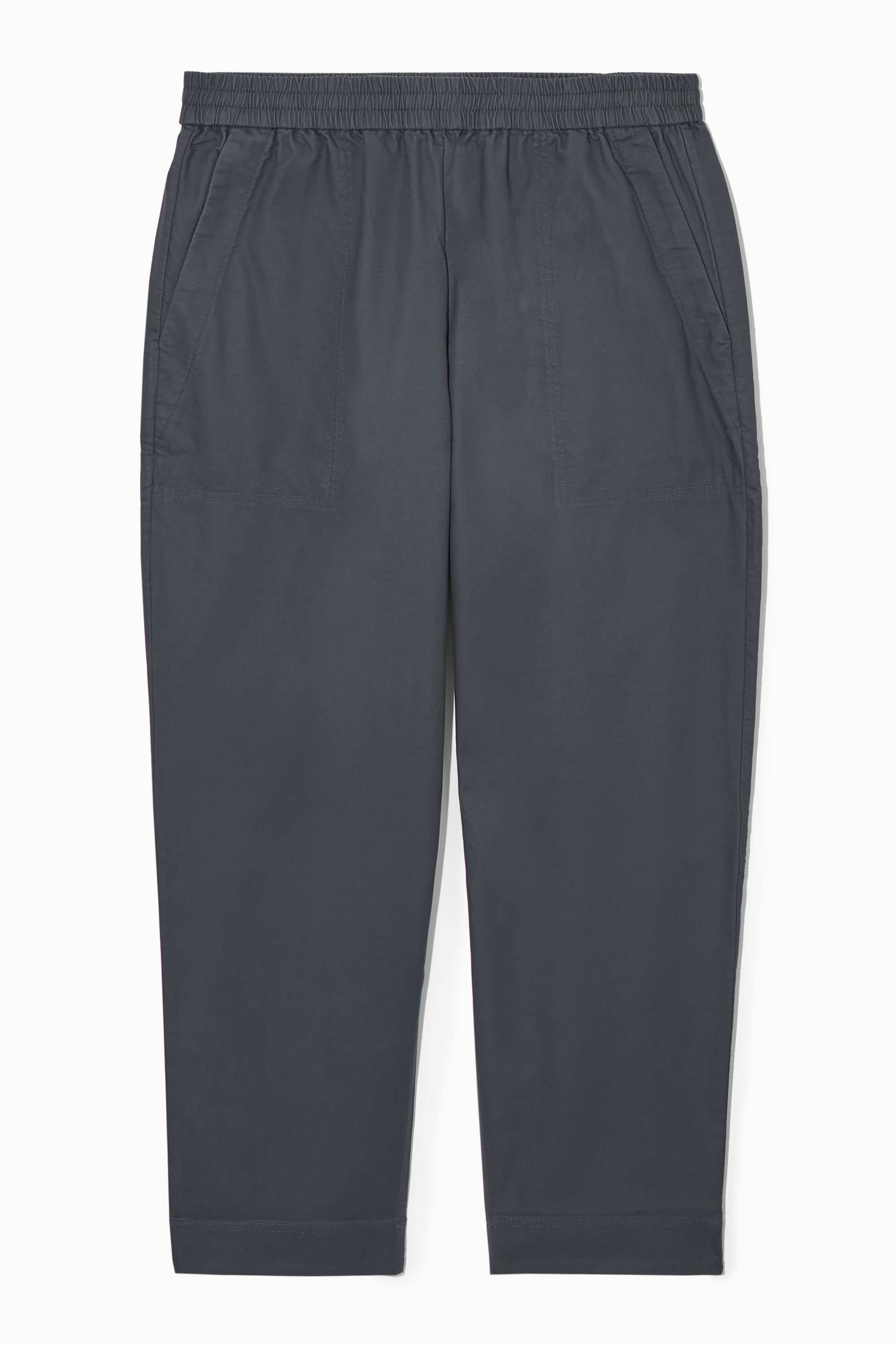 ELASTICATED TWILL TROUSERS - OFF-WHITE