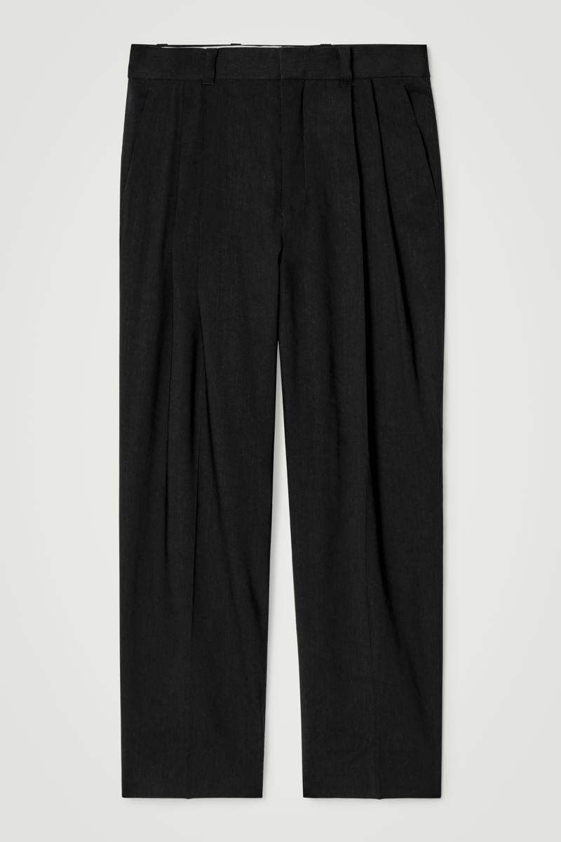 Linen-Blend Wide-Leg Trousers