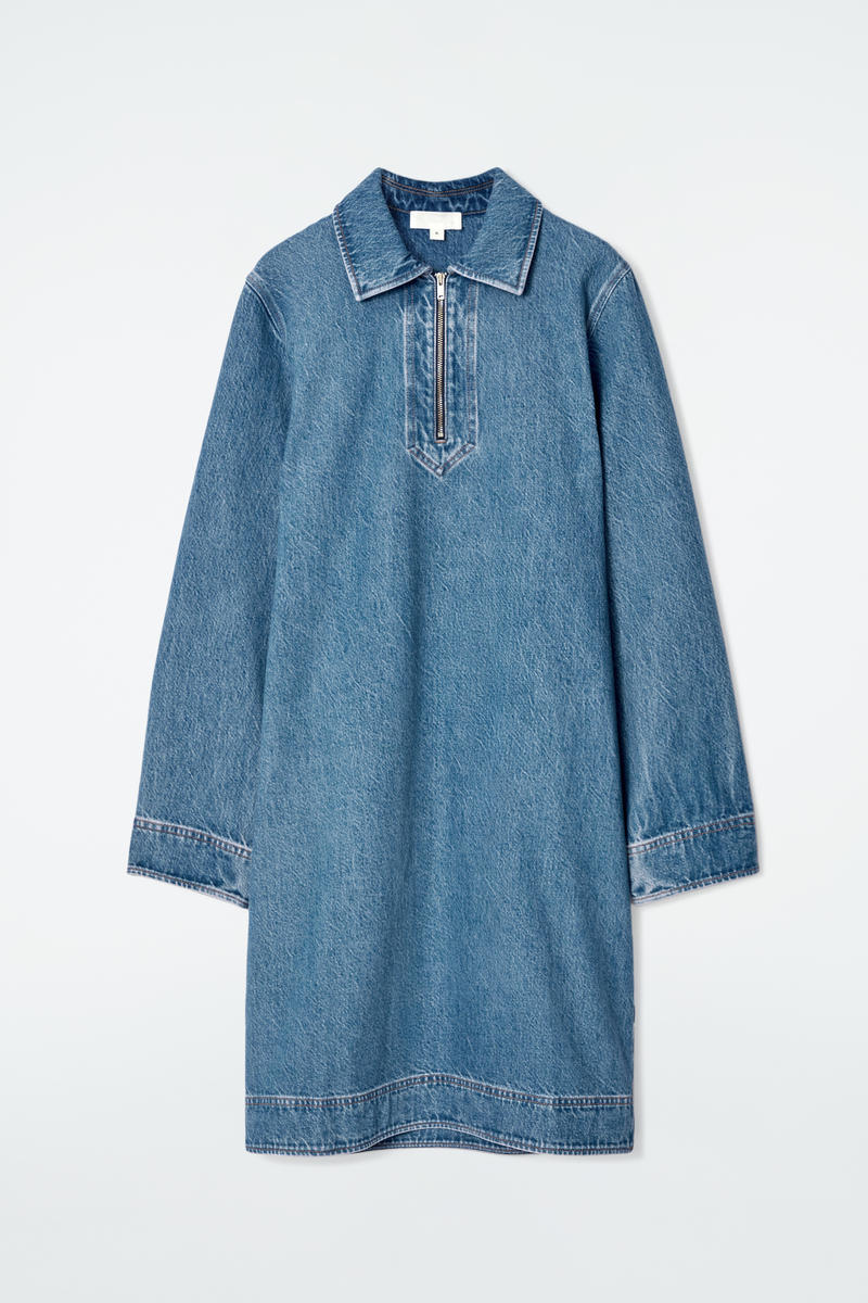 Denim Half-Zip Dress