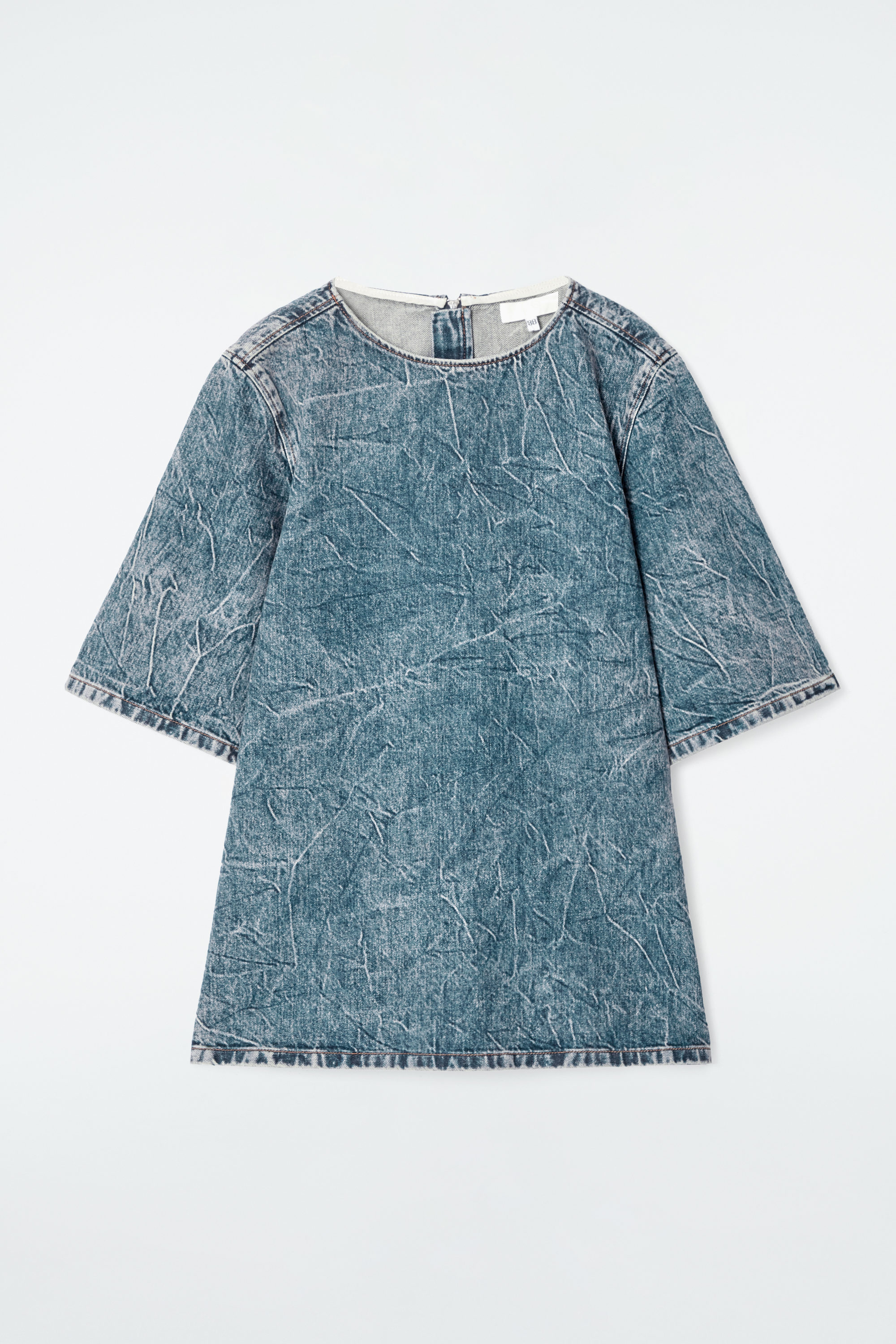 SHORT-SLEEVED WASHED-DENIM TOP - BLUE | COS