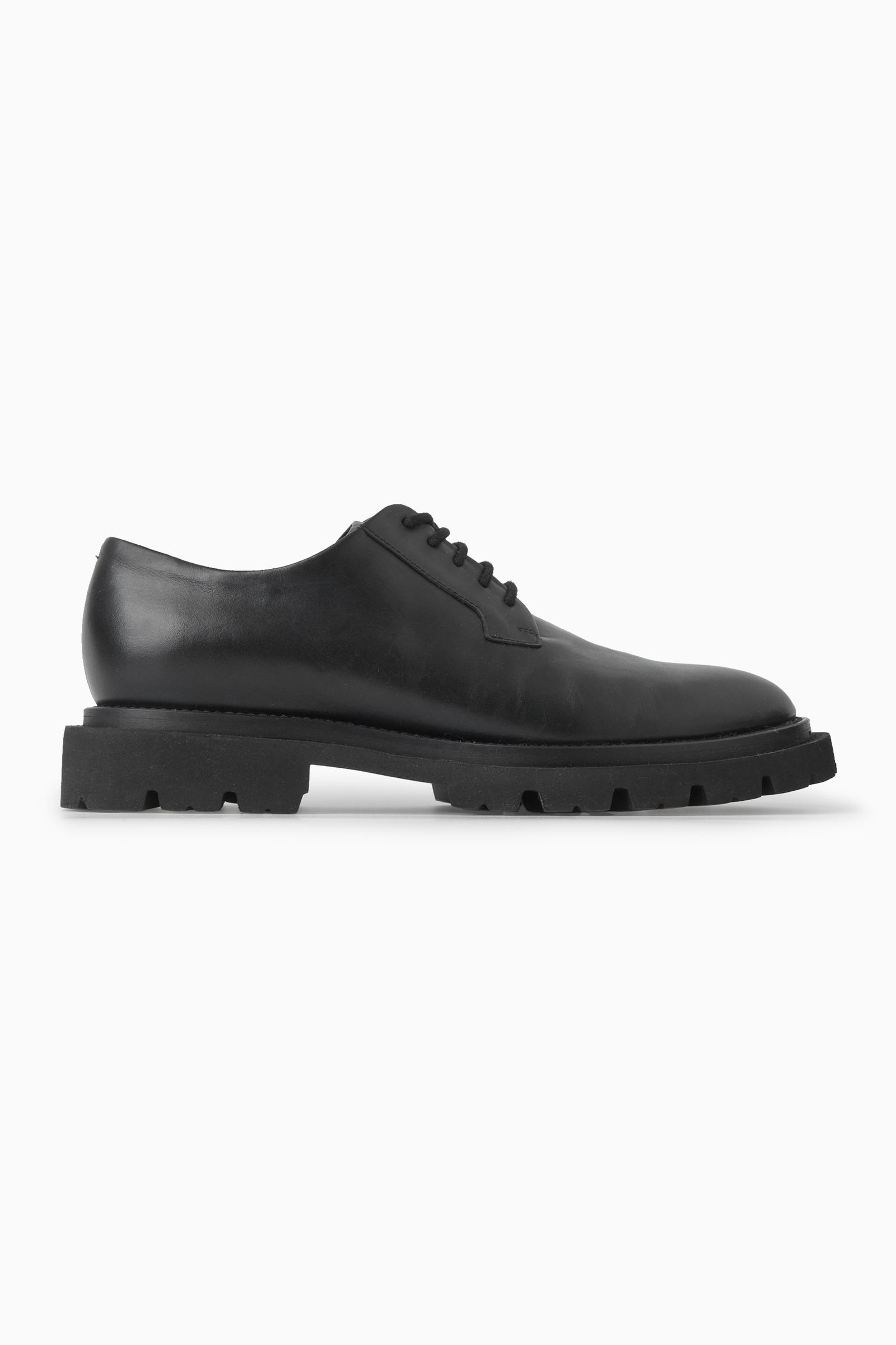 Chunky leather derby shoes - BLACK 