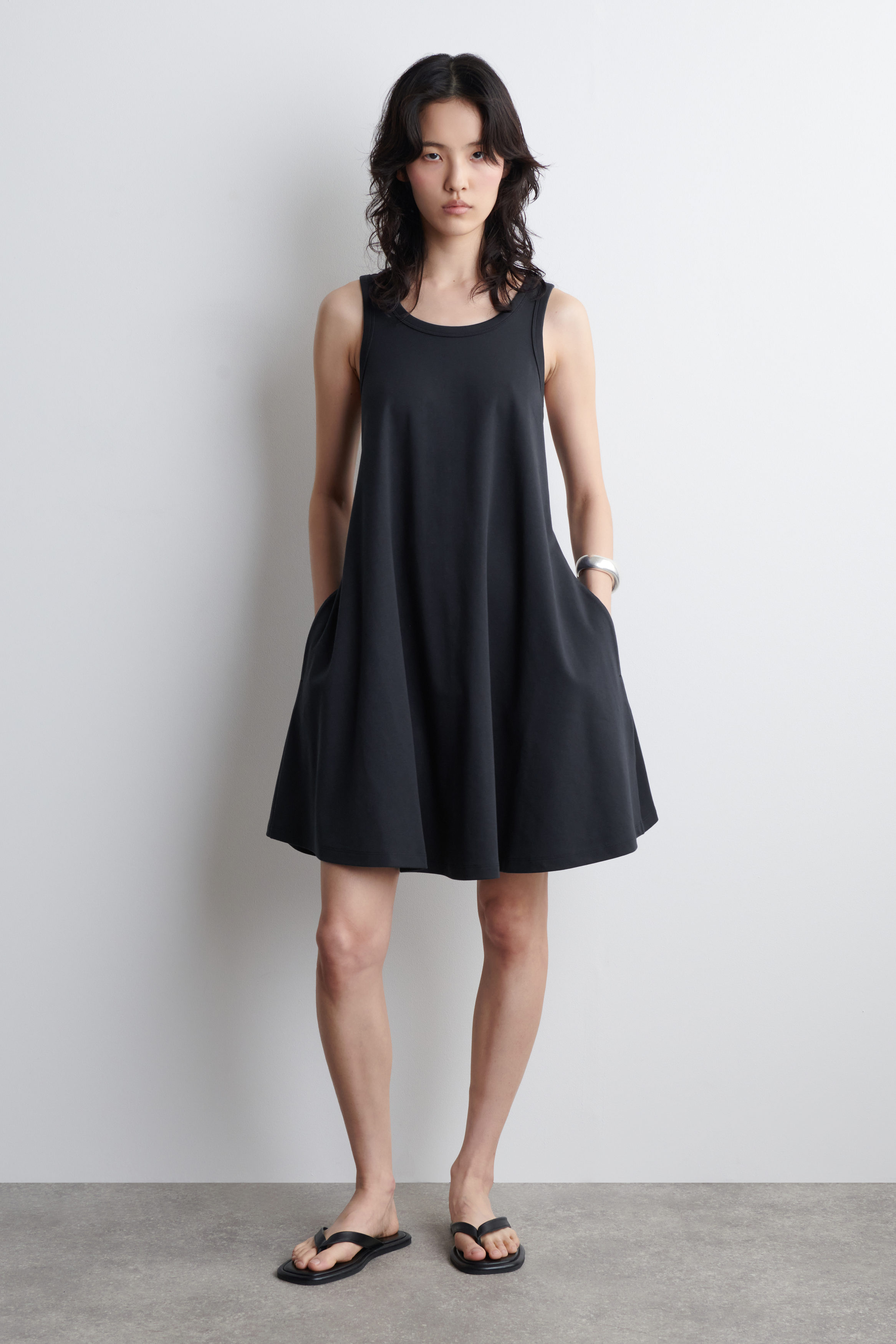 COTTON-JERSEY MINI SWING DRESS