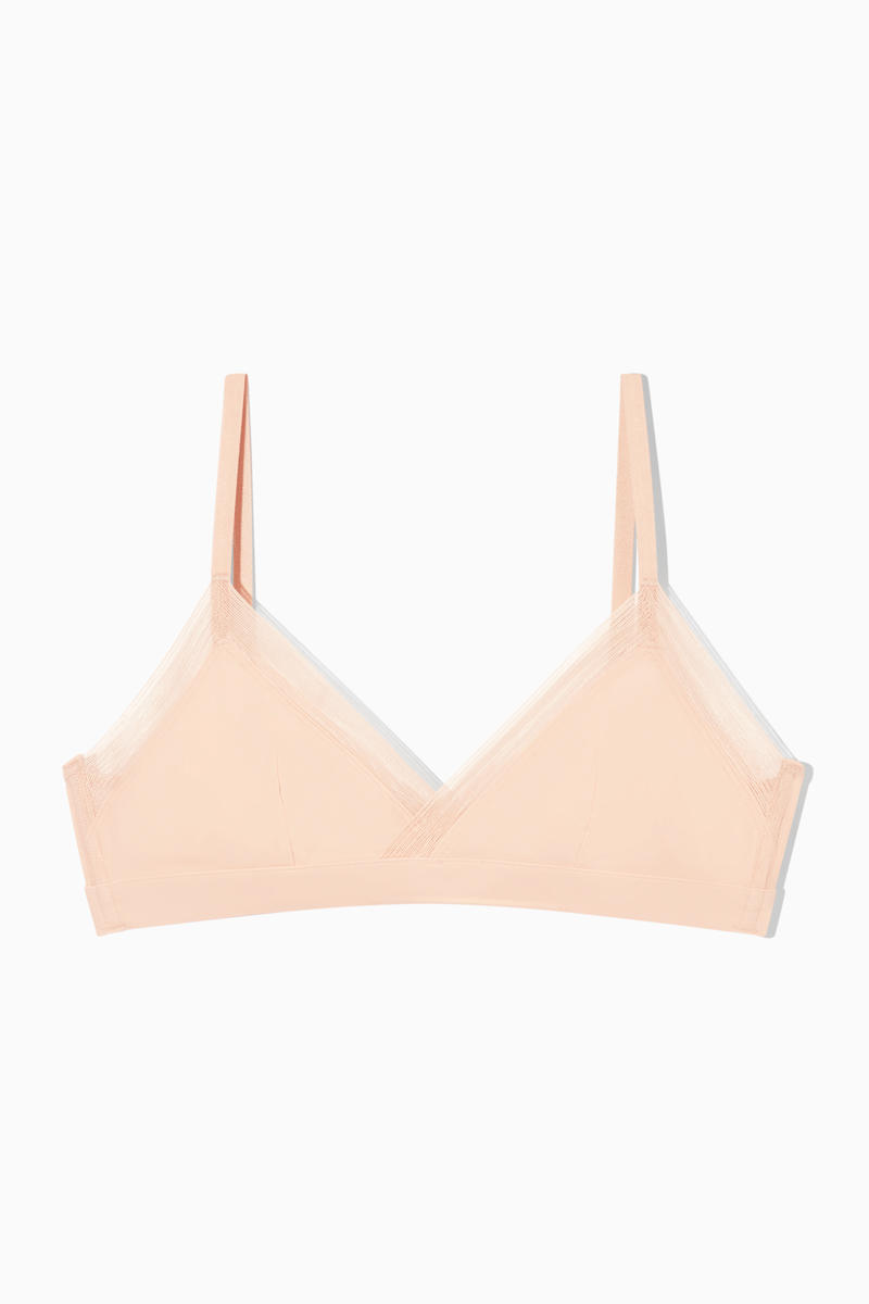 Mesh-Trimmed Soft-Cup Triangle Bra