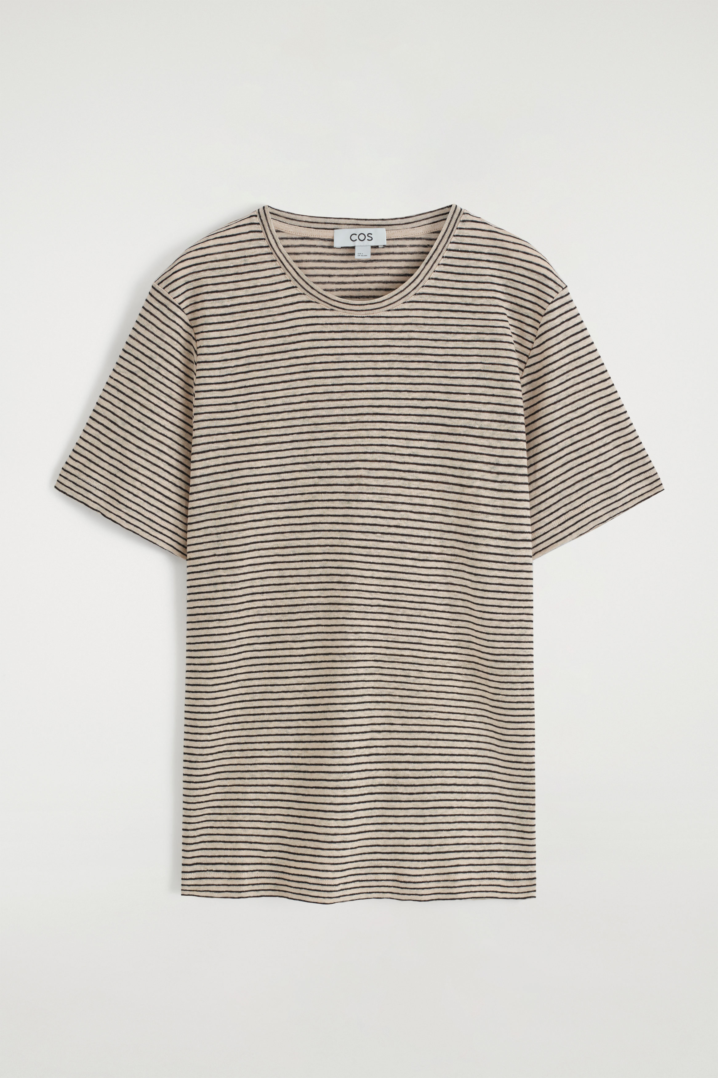 CREW-NECK LINEN T-SHIRT - UNDYED / STRIPED | COS