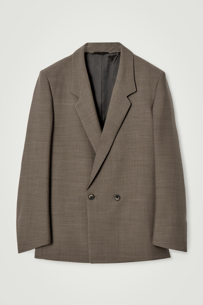 COS RELAXED DOUBLE-BREASTED WOOL-BLEND BLAZER 