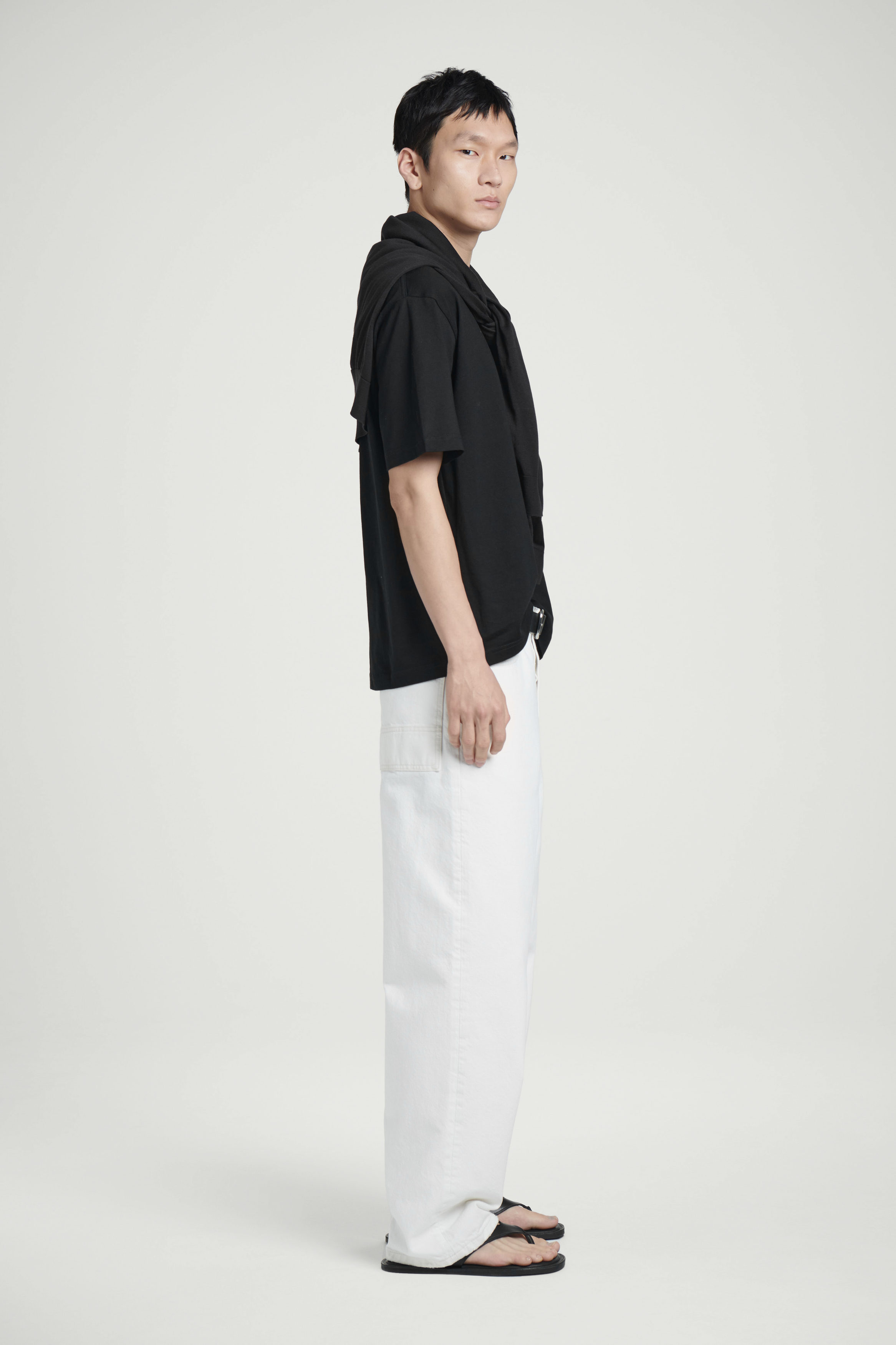 ITALIAN FABRIC BASIC T-SHIRTS Lサイズ OVERSIZED INTERLOCK LAYERED-EFFECT T-SHIRT - WHITE | COS