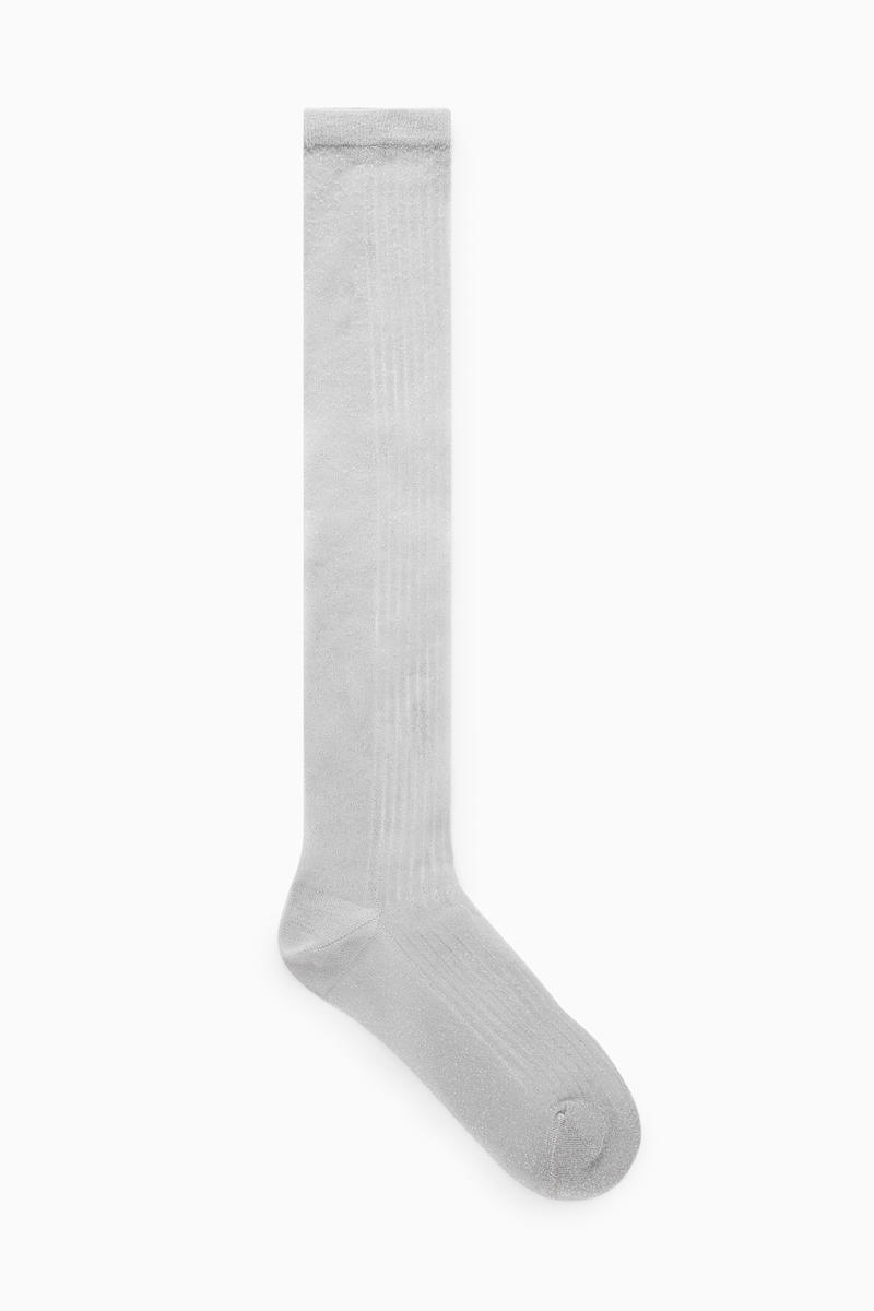 Sheer Metallic Knee-High Socks