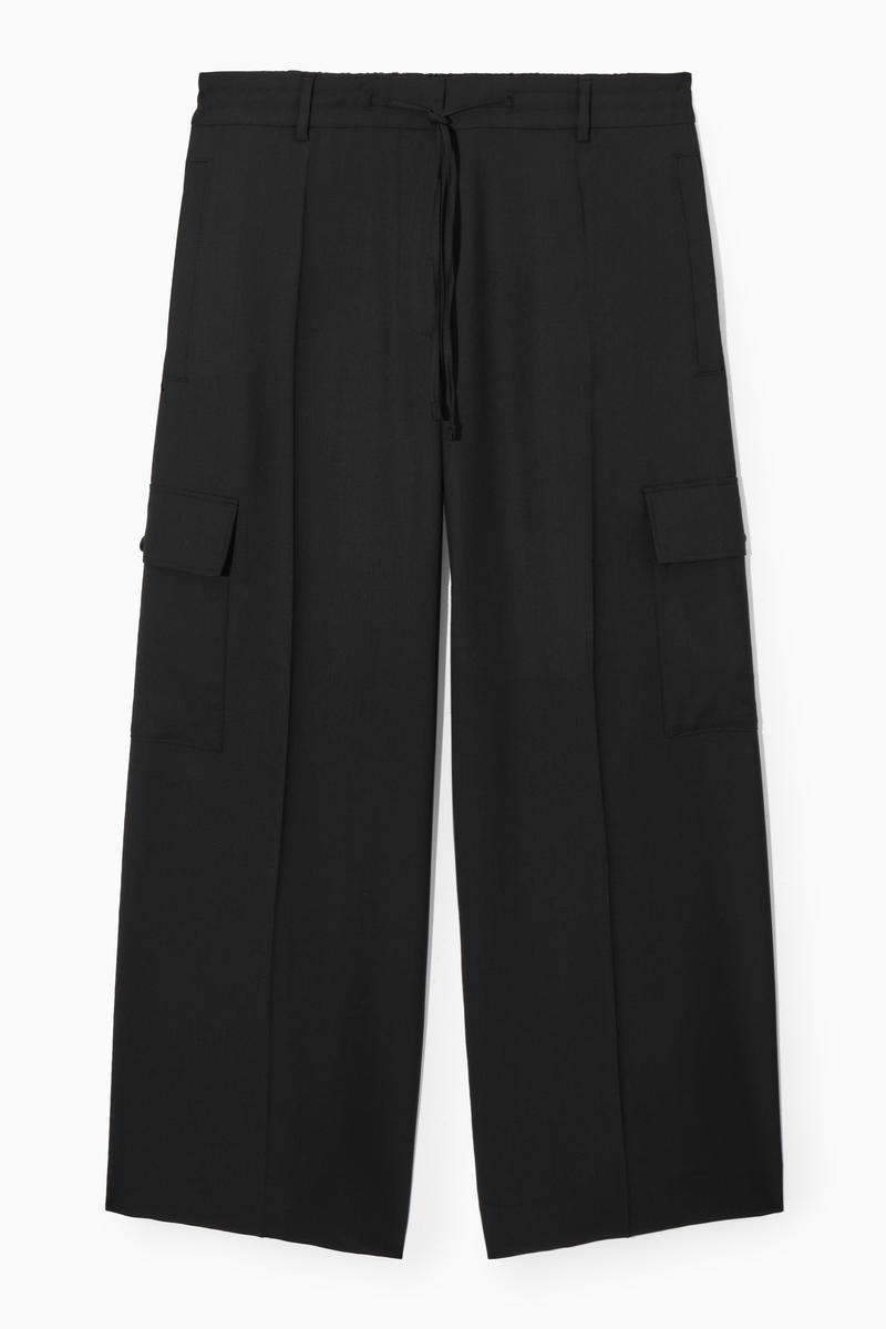 Wide-Leg Wool Cargo Trousers