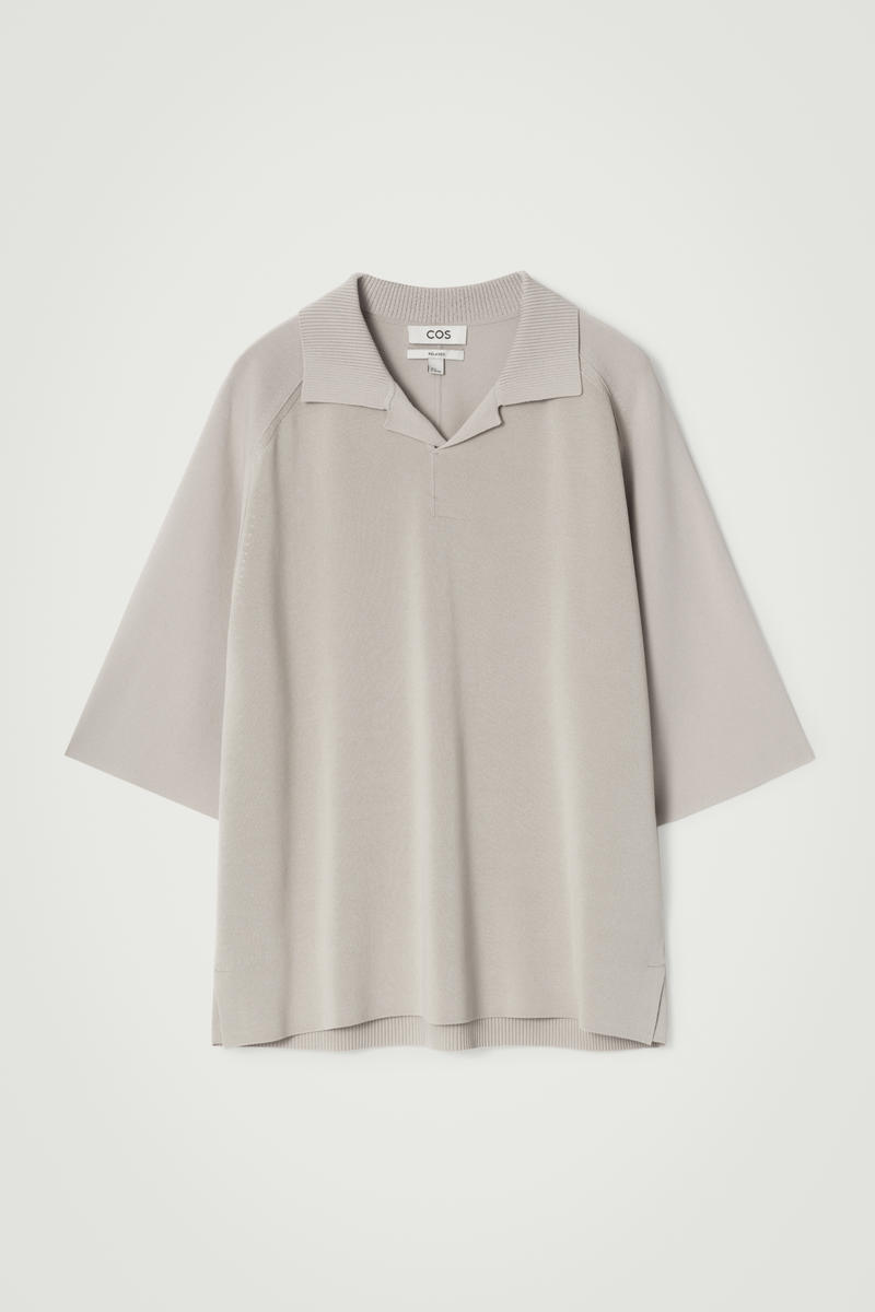Cos Colour-block Double-faced Polo Shirt In Beige In Beige