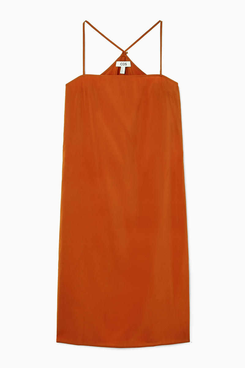 Drawstring Midi Slip Dress