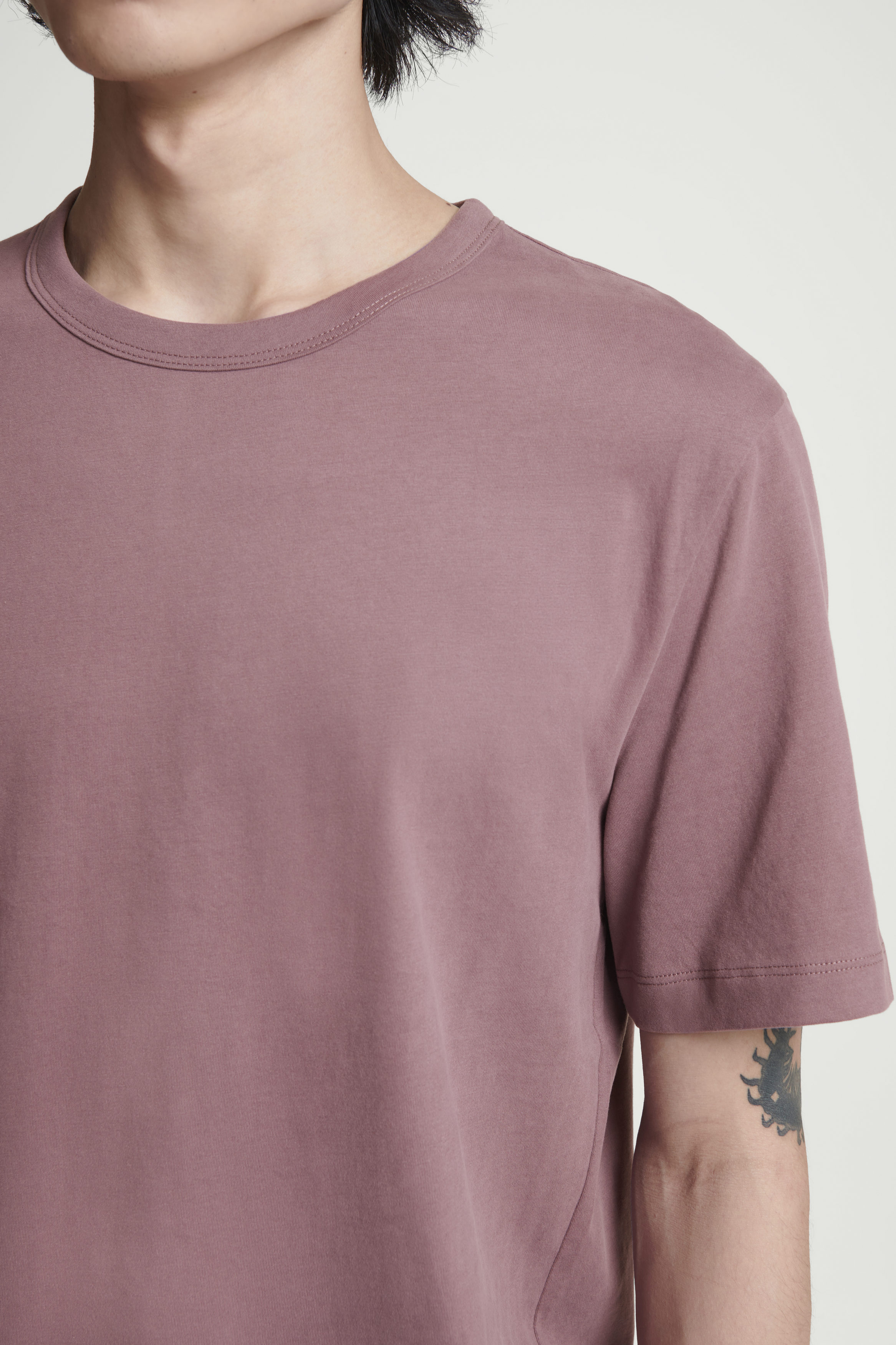 REGULAR BRUSHED-COTTON T-SHIRT - MAUVE