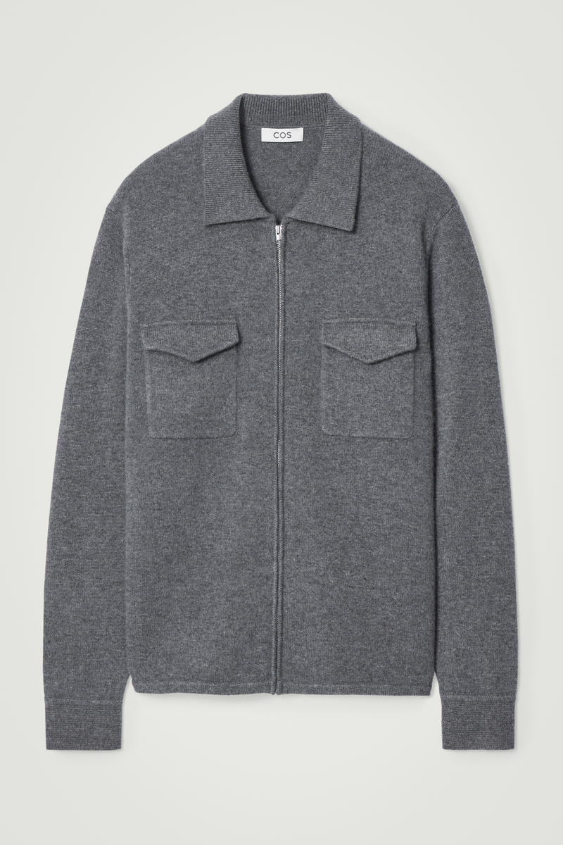 Cashmere Zipped Overshirt in Grey
