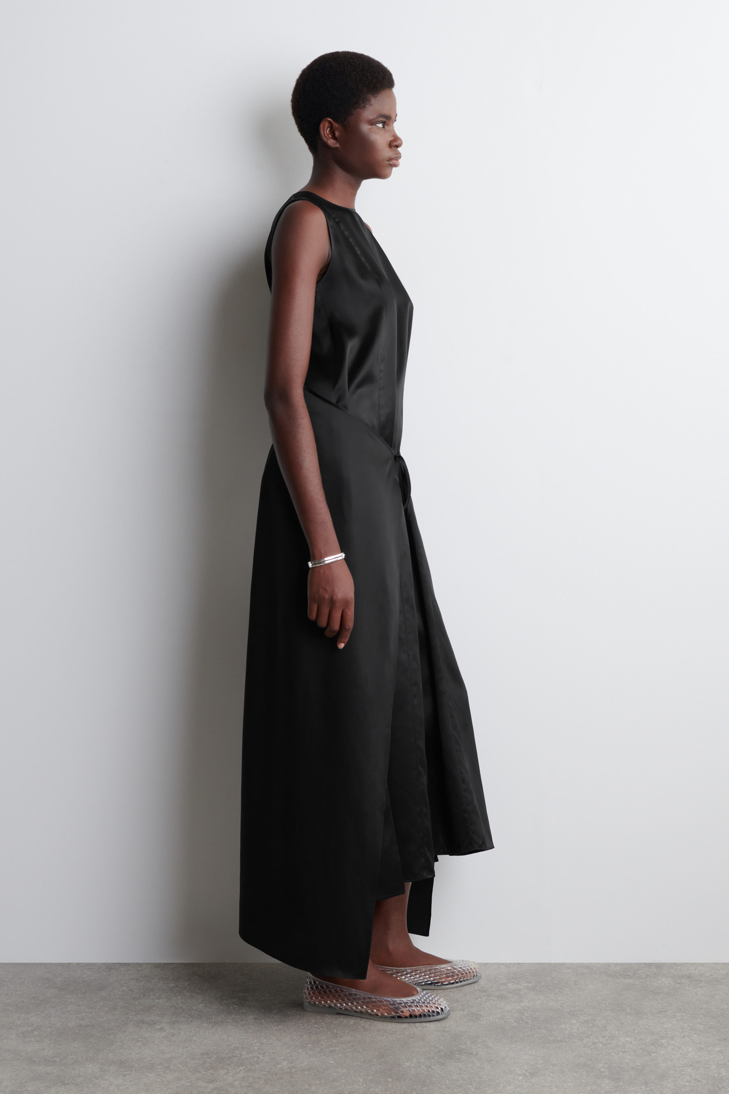 ASYMMETRIC DRAPED MIDI DRESS - DARK ORANGE | COS