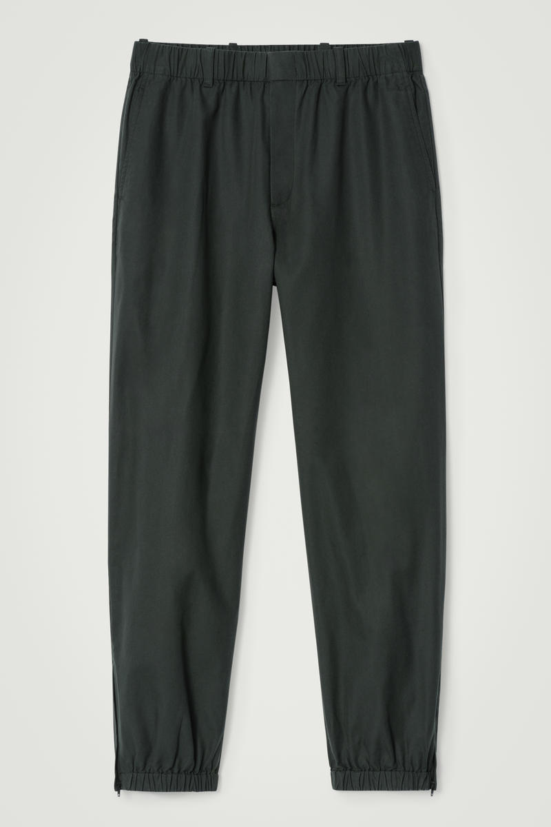 Elasticated Tapered Trousers in Green